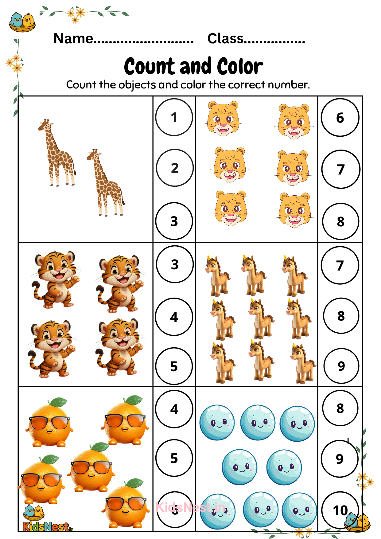 Count & Color Printable Worksheets | Kids Learning Activity