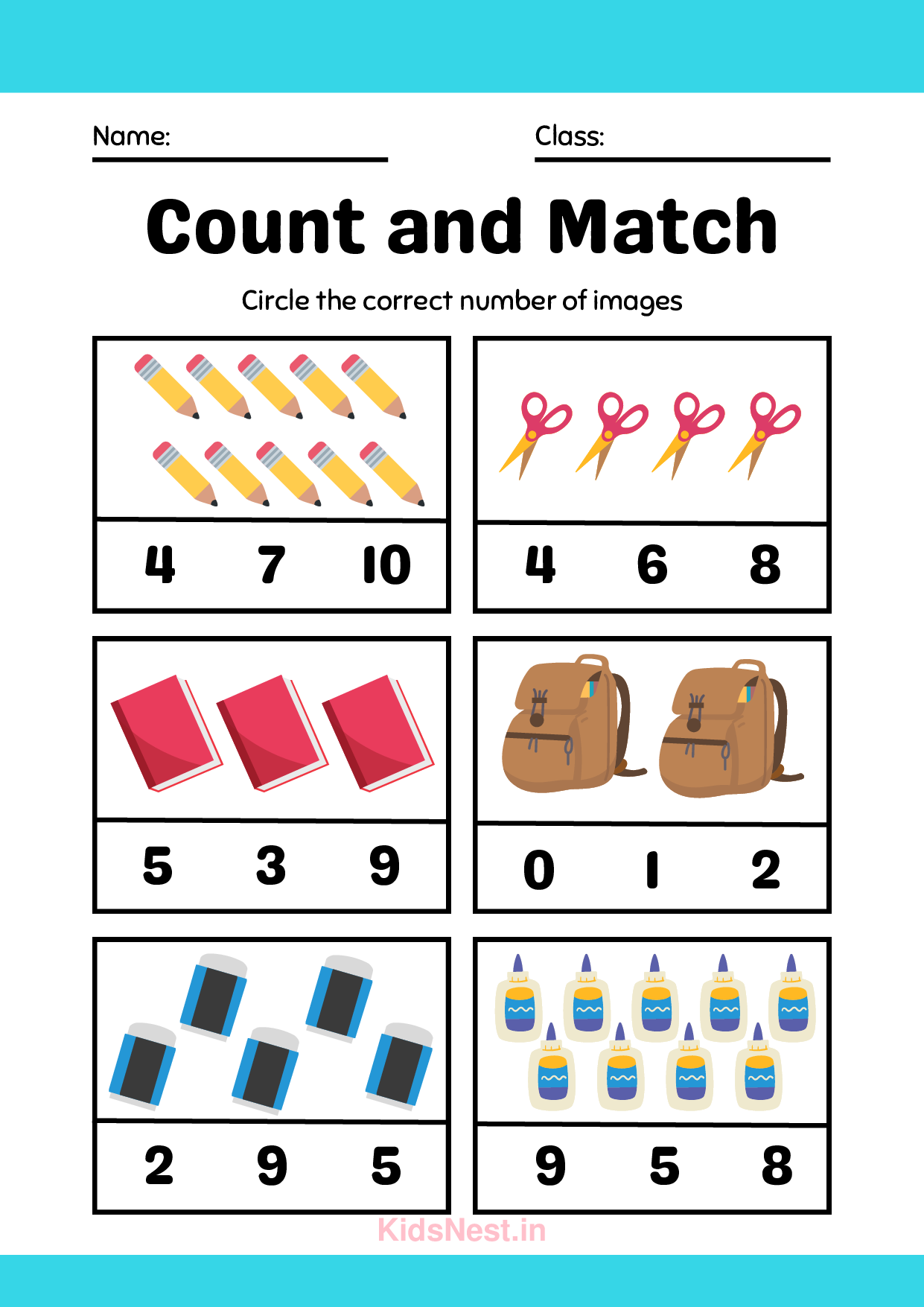 Count & Match 1-10 Worksheet | Printable Kids Counting Activity