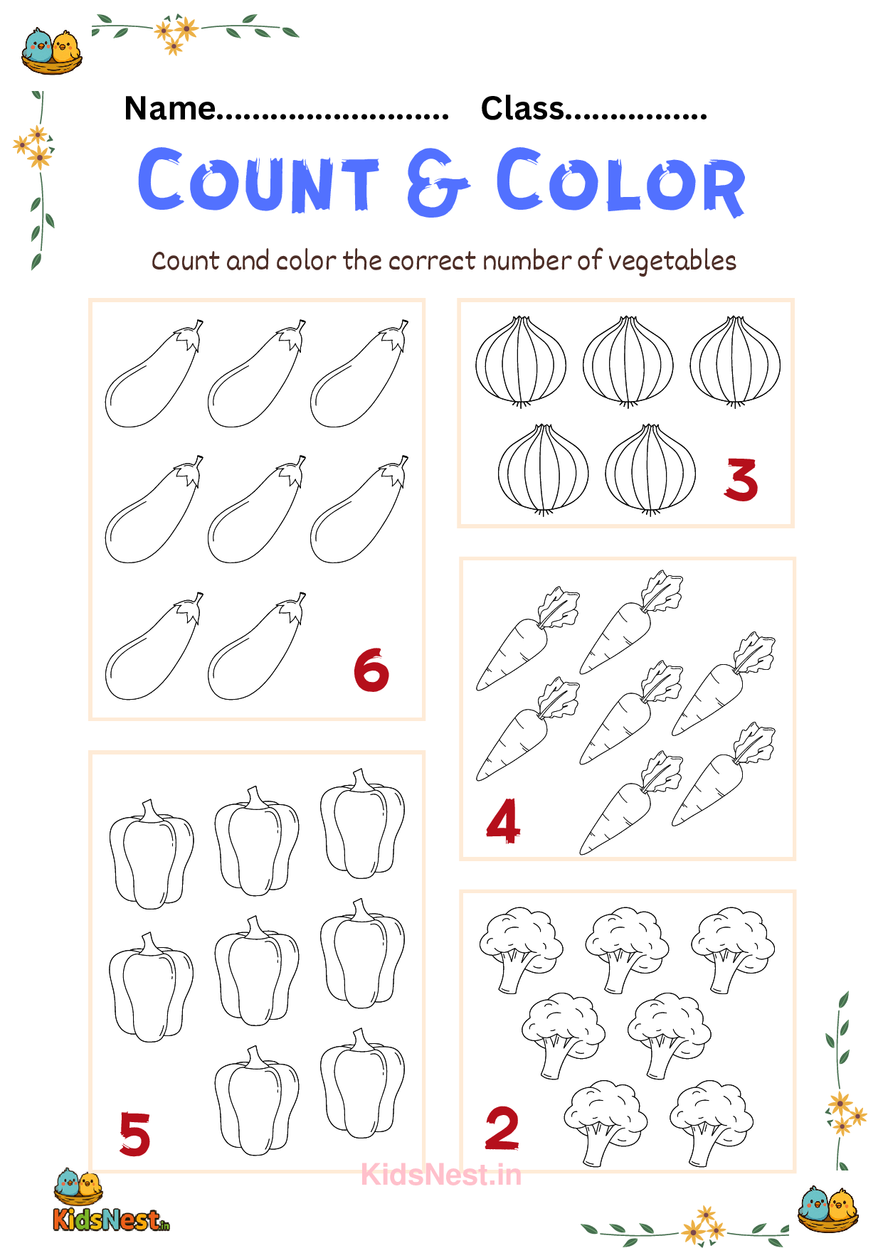 Count & Color: Printable Kids Math & Coloring Pages