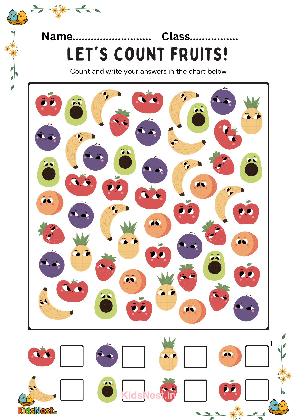 Count Fruits! Printable Math Worksheet for Kids & Preschoolers