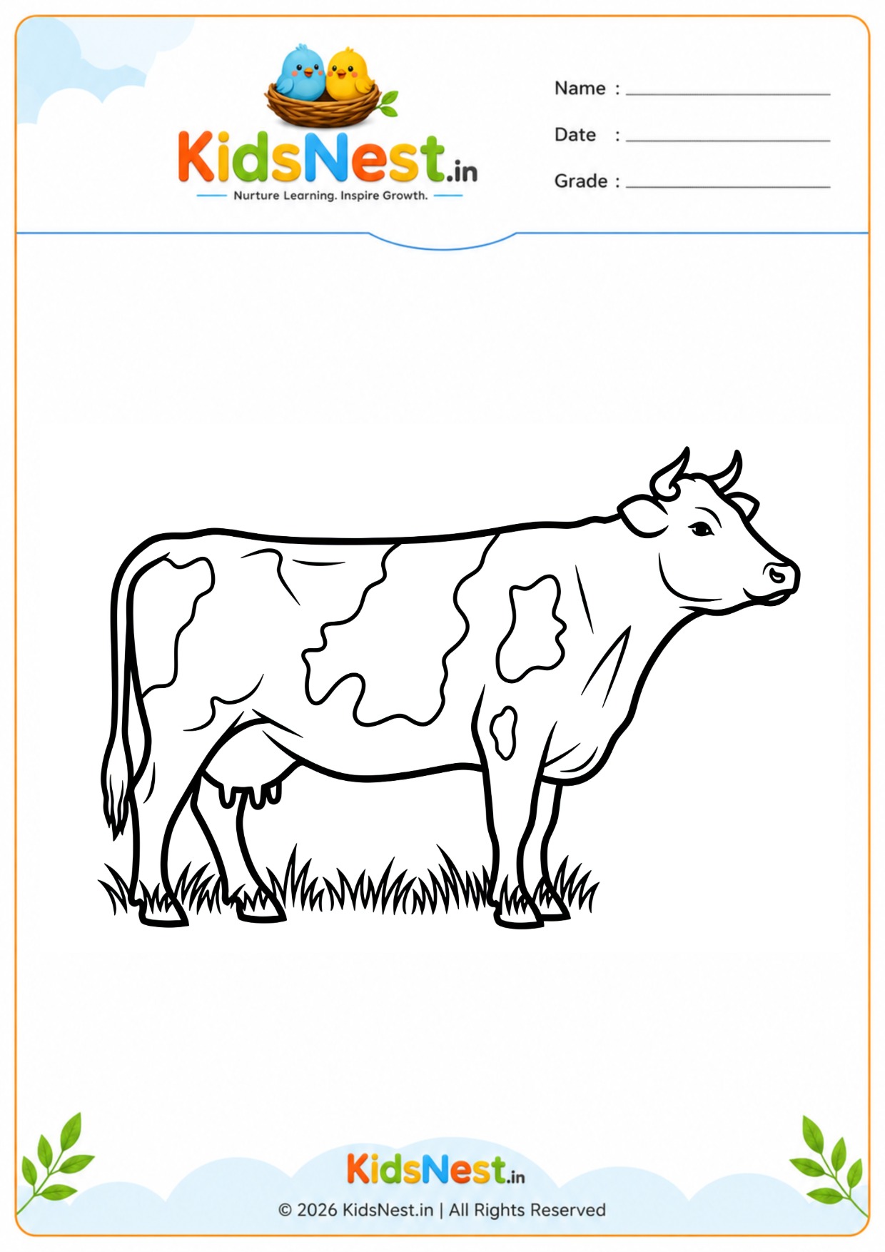 Printable Cow Coloring Activity for Kids | Fun Farm Lesson