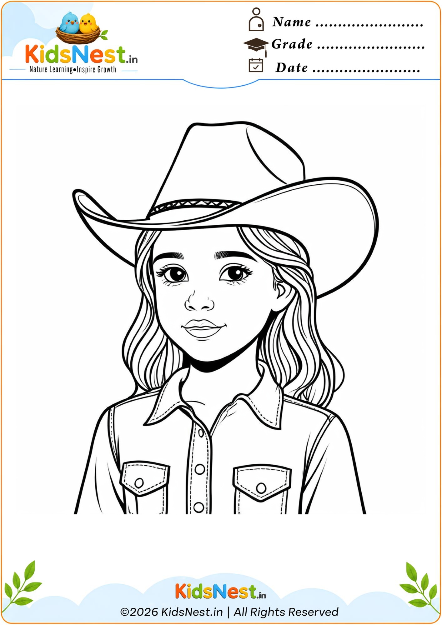 Free Cowgirl Coloring Page for Kids | Printable Activity