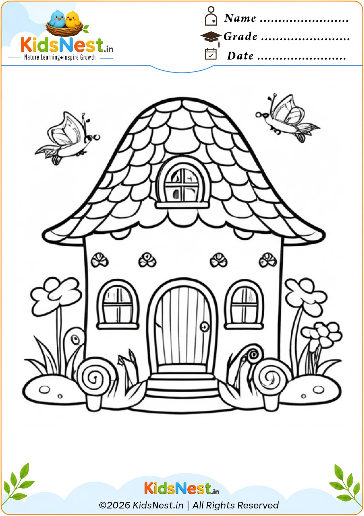 Cozy Cottage Coloring Worksheet | Free Printable for Kids