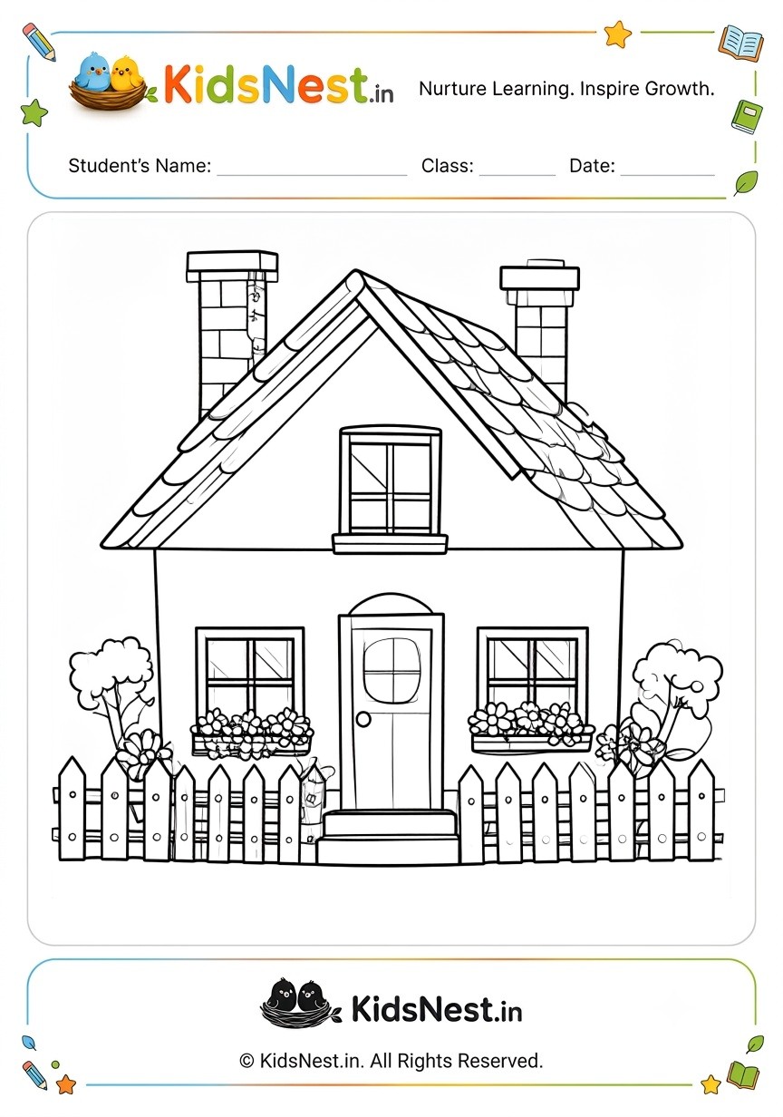 Cozy Home Coloring Page | Printable Activity for Kids