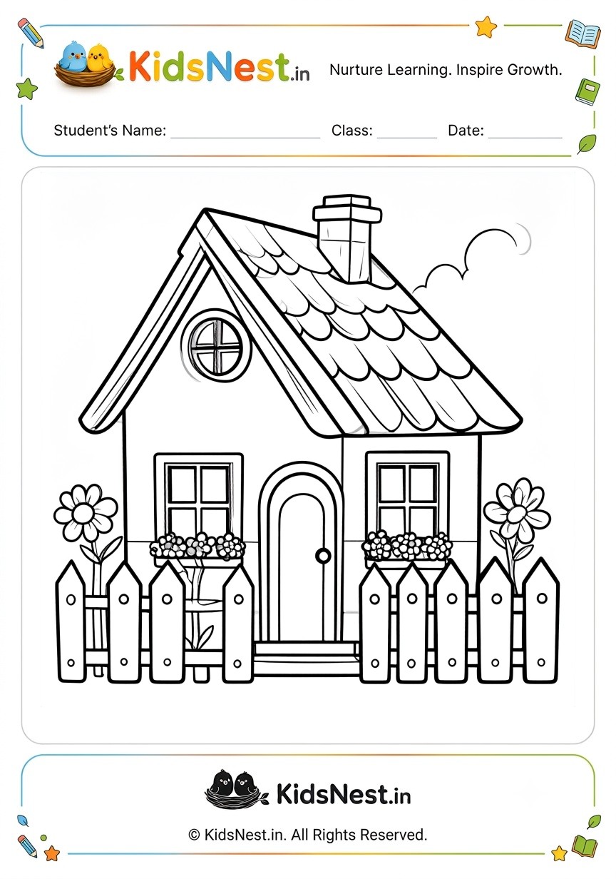 Cozy House Coloring Page | Printable Activity for Kids