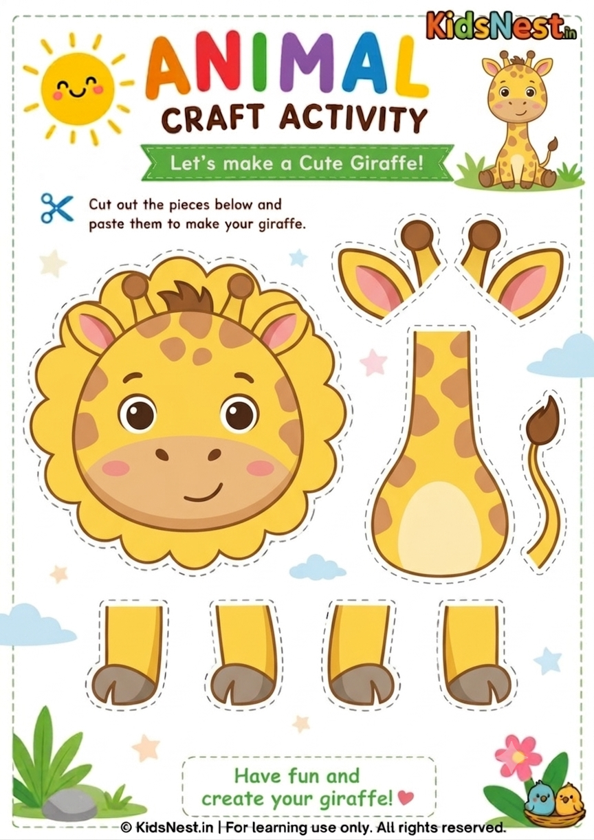 Cute Giraffe Craft for Kids | Easy DIY Educational Activity