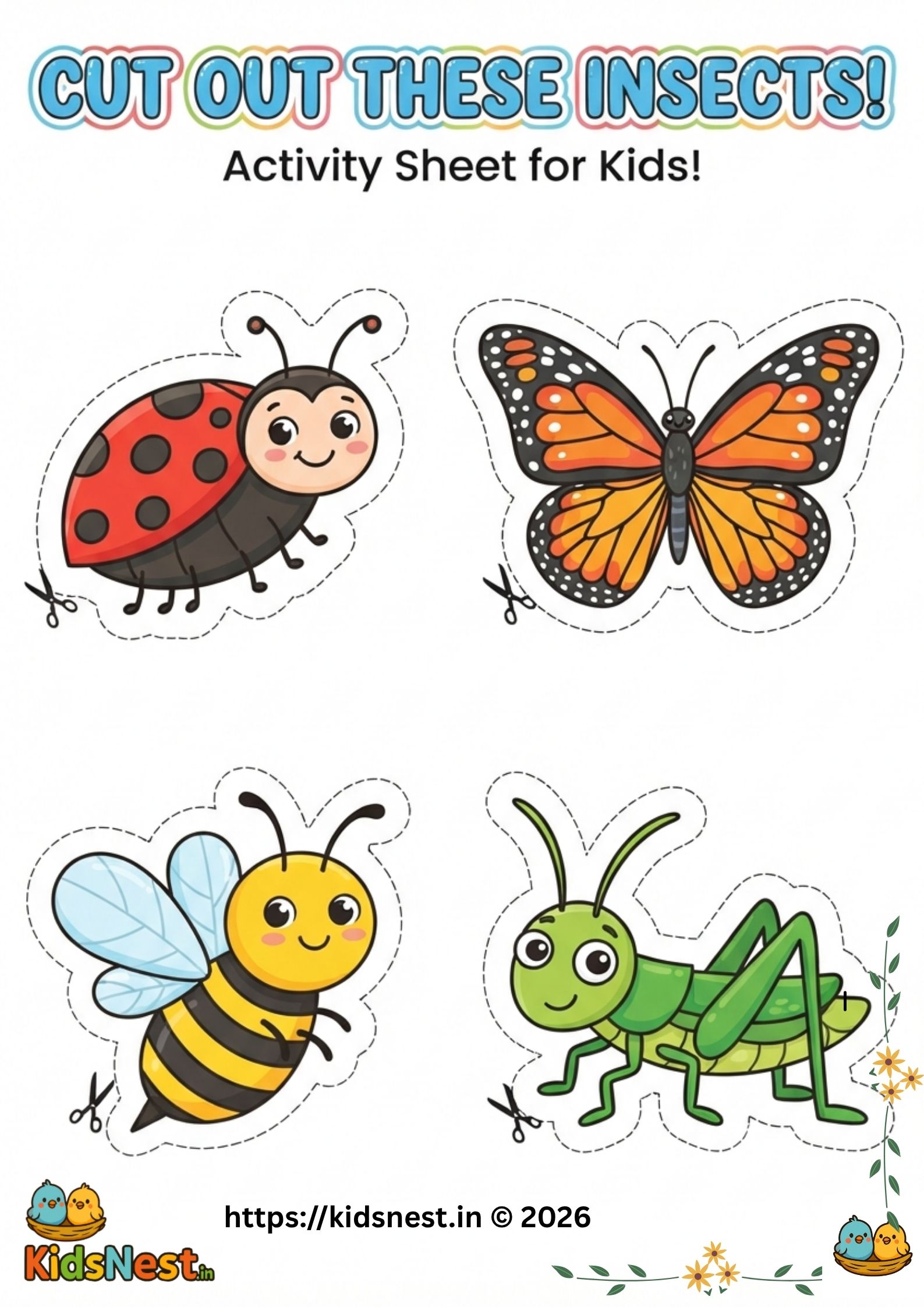 Printable Cut-Out Insects Craft for Kids | Fun DIY Activity