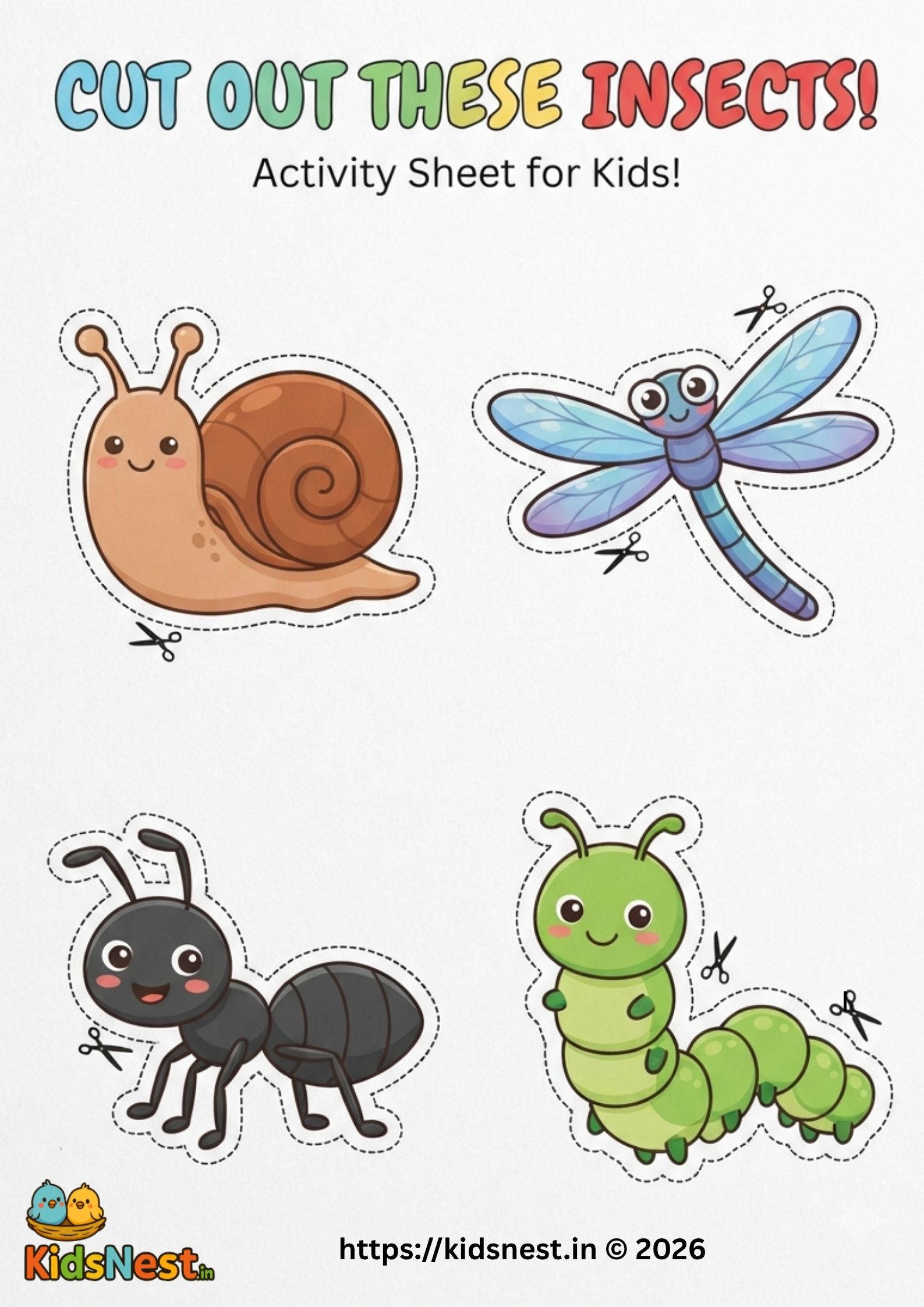 Printable Insect Cut-Out Craft Activity for Kids