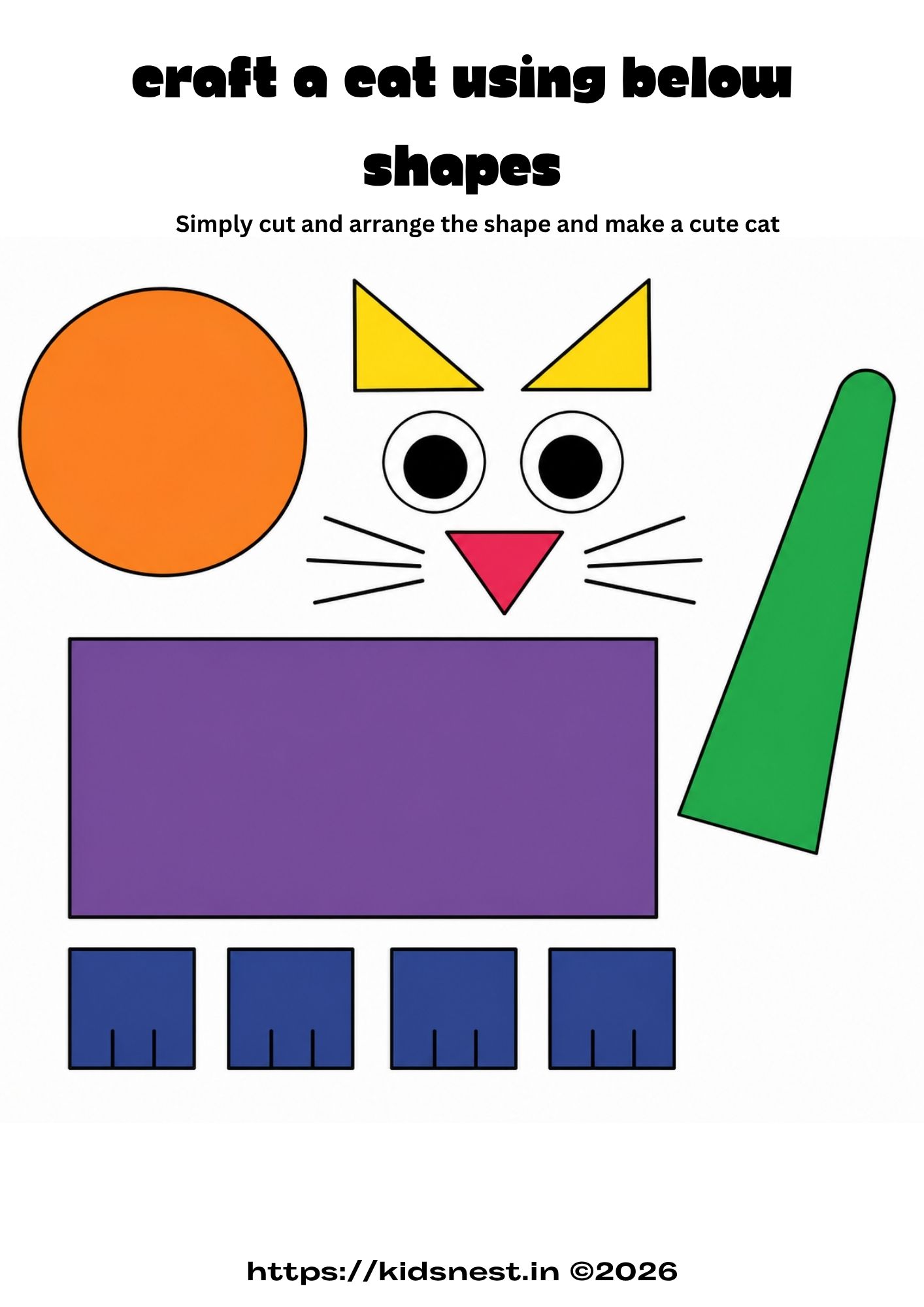 Cat Shape Craft Worksheet for Kids | Printable Activity