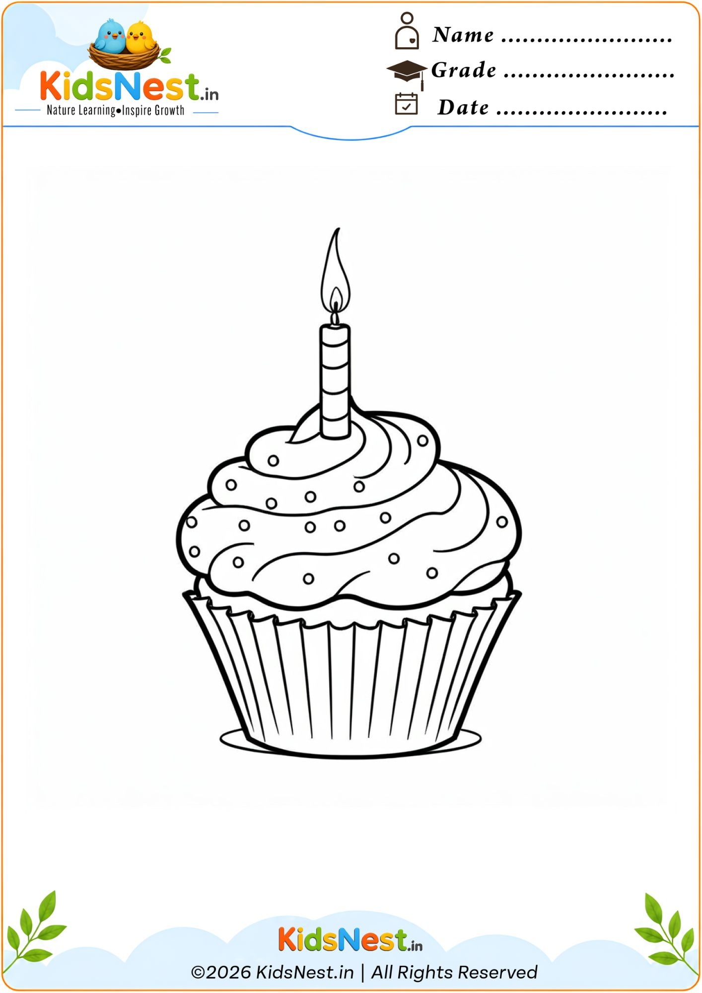 Free Printable Cupcake Coloring Page for Kids | Fun Activity