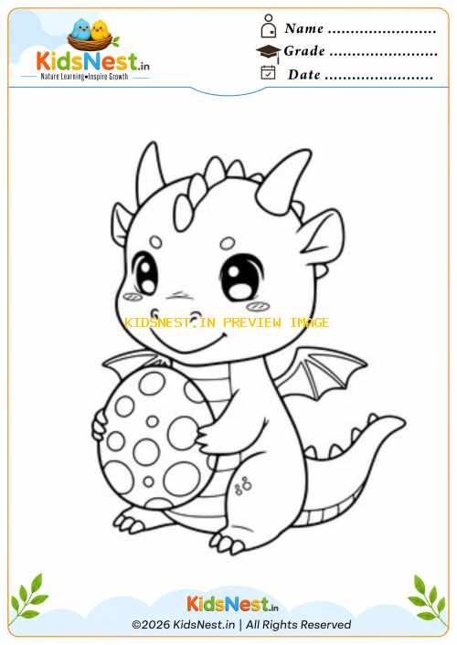 Cute Baby Dragon Coloring Page for Kids | Free Printable