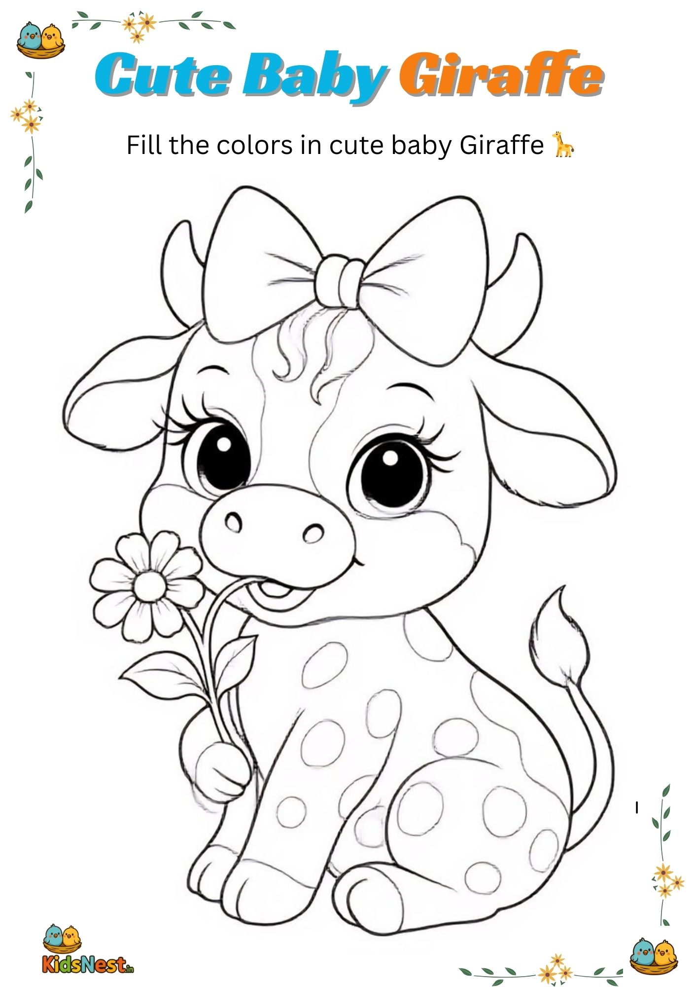 Cute Baby Giraffe Coloring & Activity Page | Free Printable