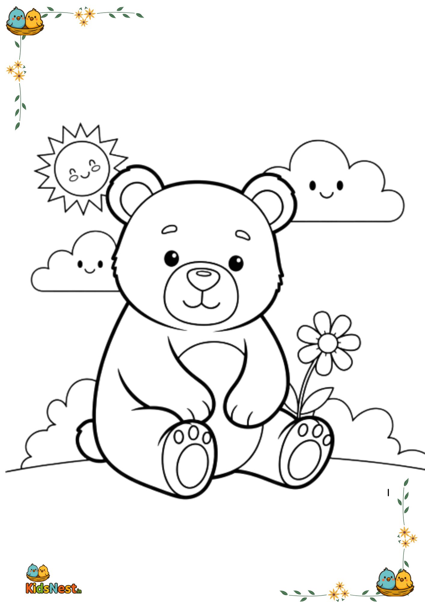 Cute Bear Coloring Page | Free Printable Kids Activity