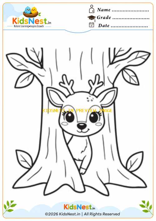 Cute Deer Coloring Page for Kids | Free Printable Worksheet