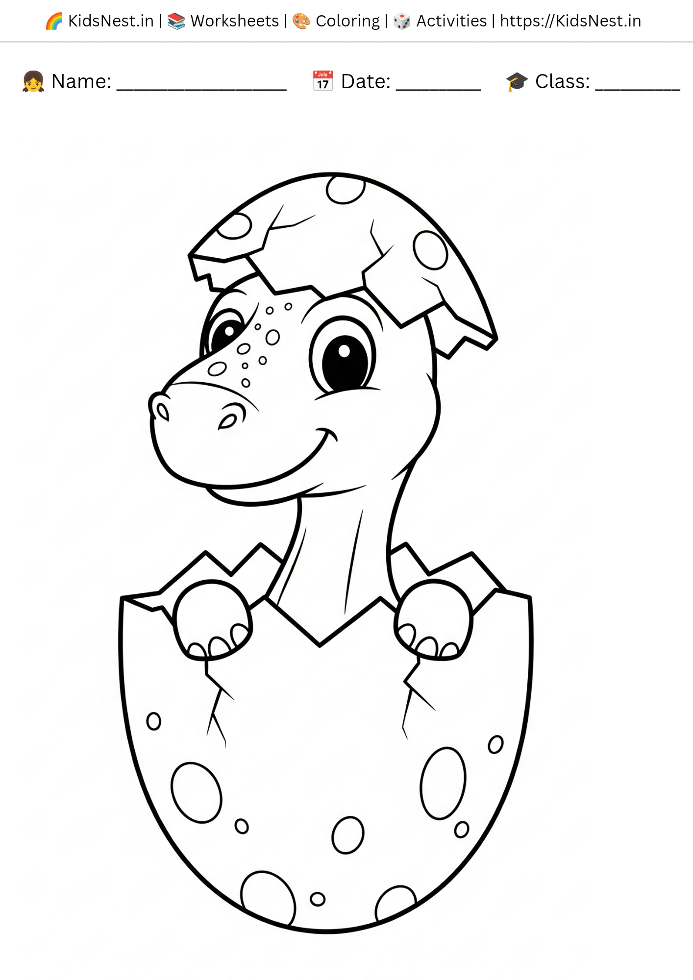 Cute Dinosaur Egg Coloring Page - Free Printable for Kids
