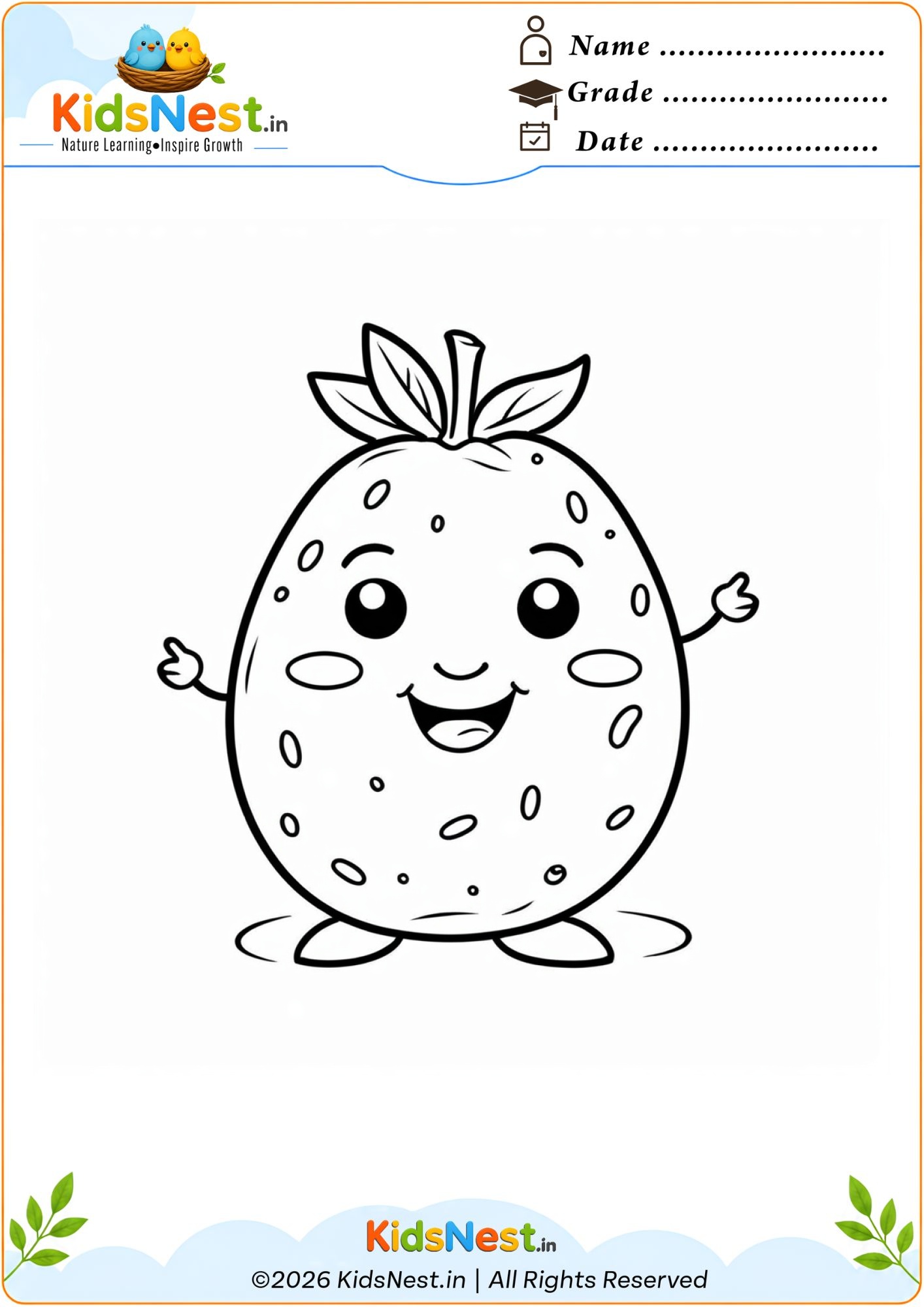 Cute Fruit Character Coloring Pages for Kids | Free Printable