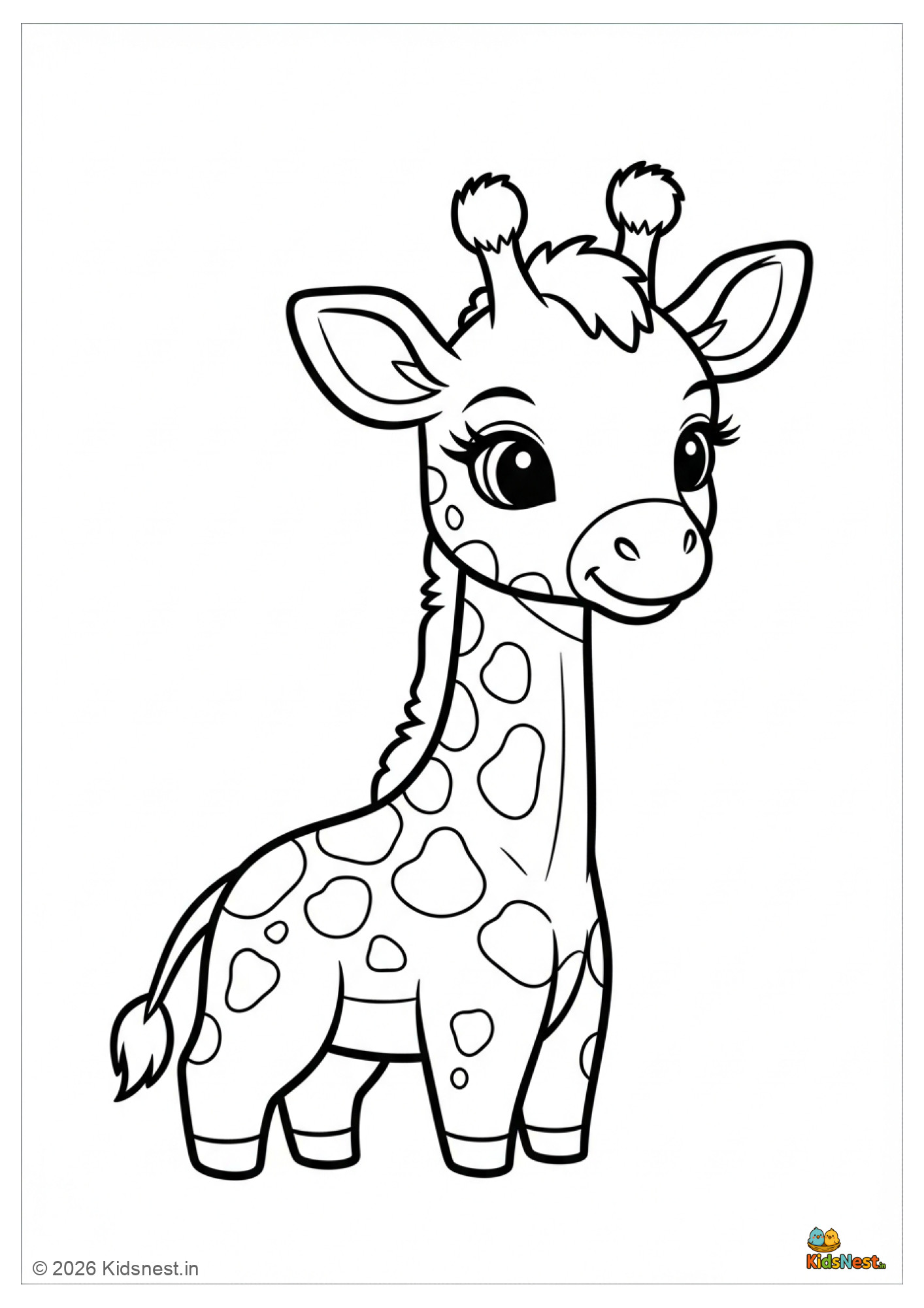 Cute Giraffe Coloring Page | Free Printable for Kids