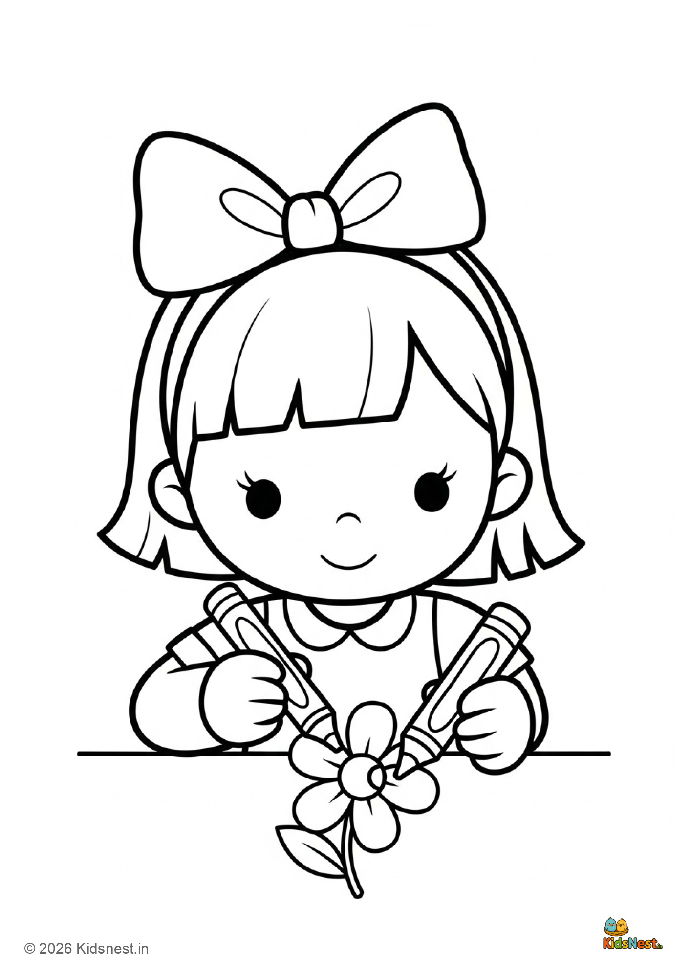 Cute Girl Coloring Page | Free Printable Activity for Kids