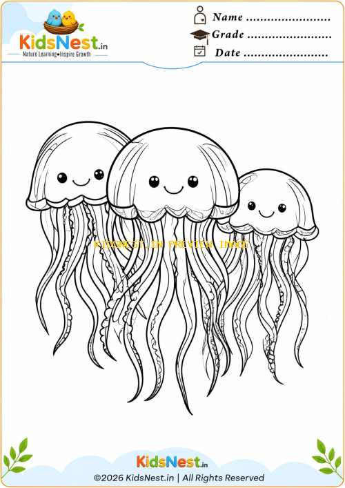 Cute Jellyfish Family Coloring Sheet for Kids | Free Printable