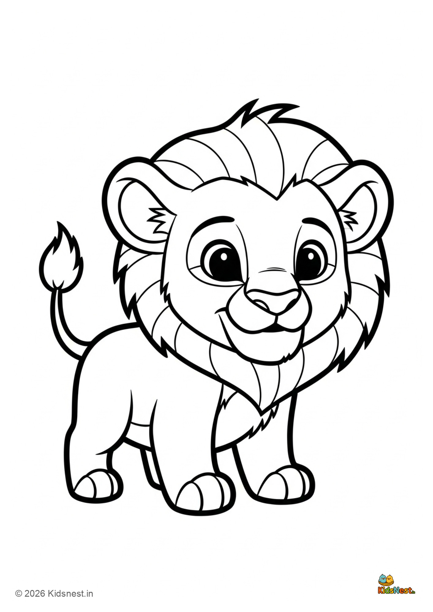 Cute Lion Colouring Page | Free Printable for Kids