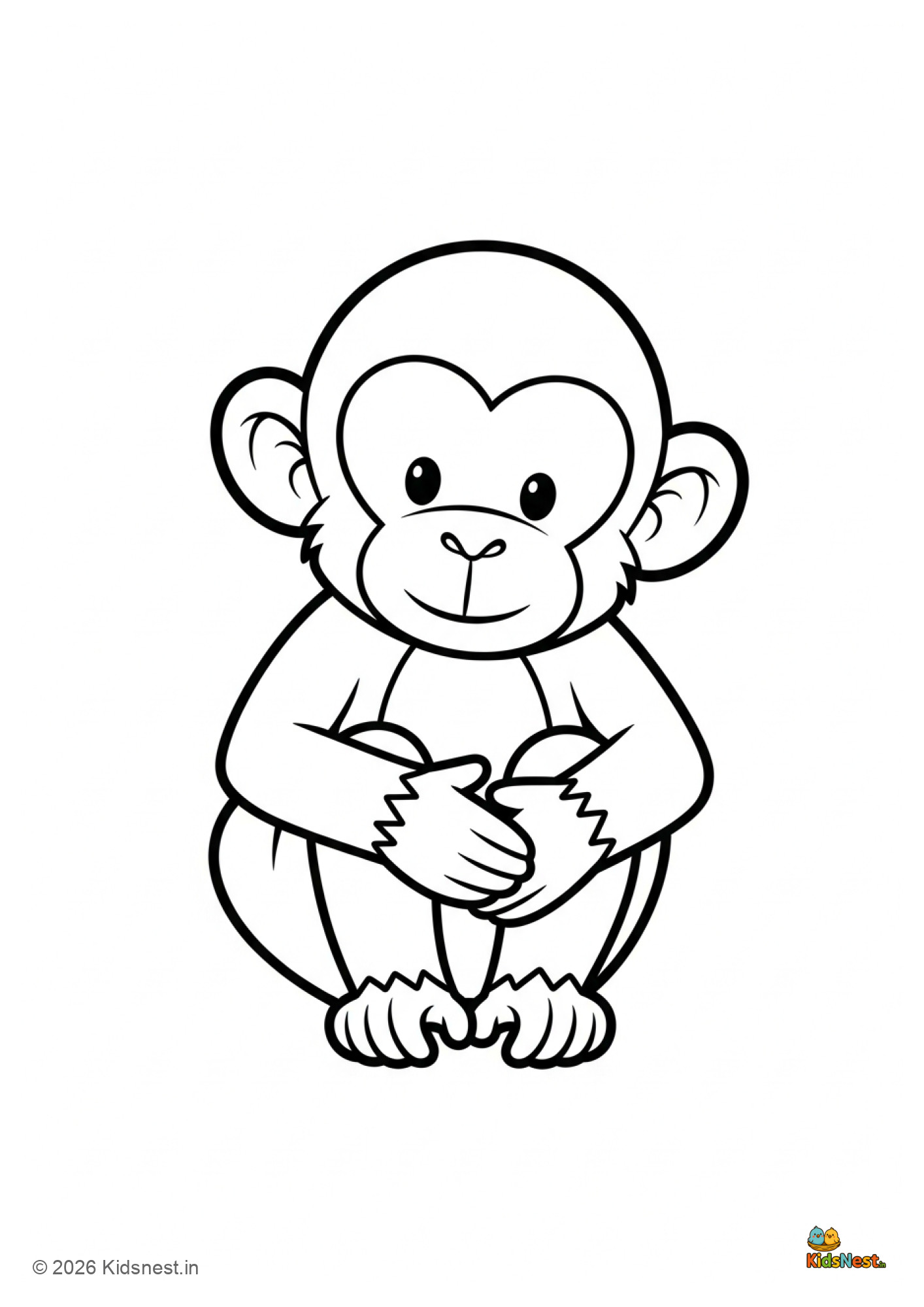 Cute Monkey Colouring Page | Free Printable for Kids