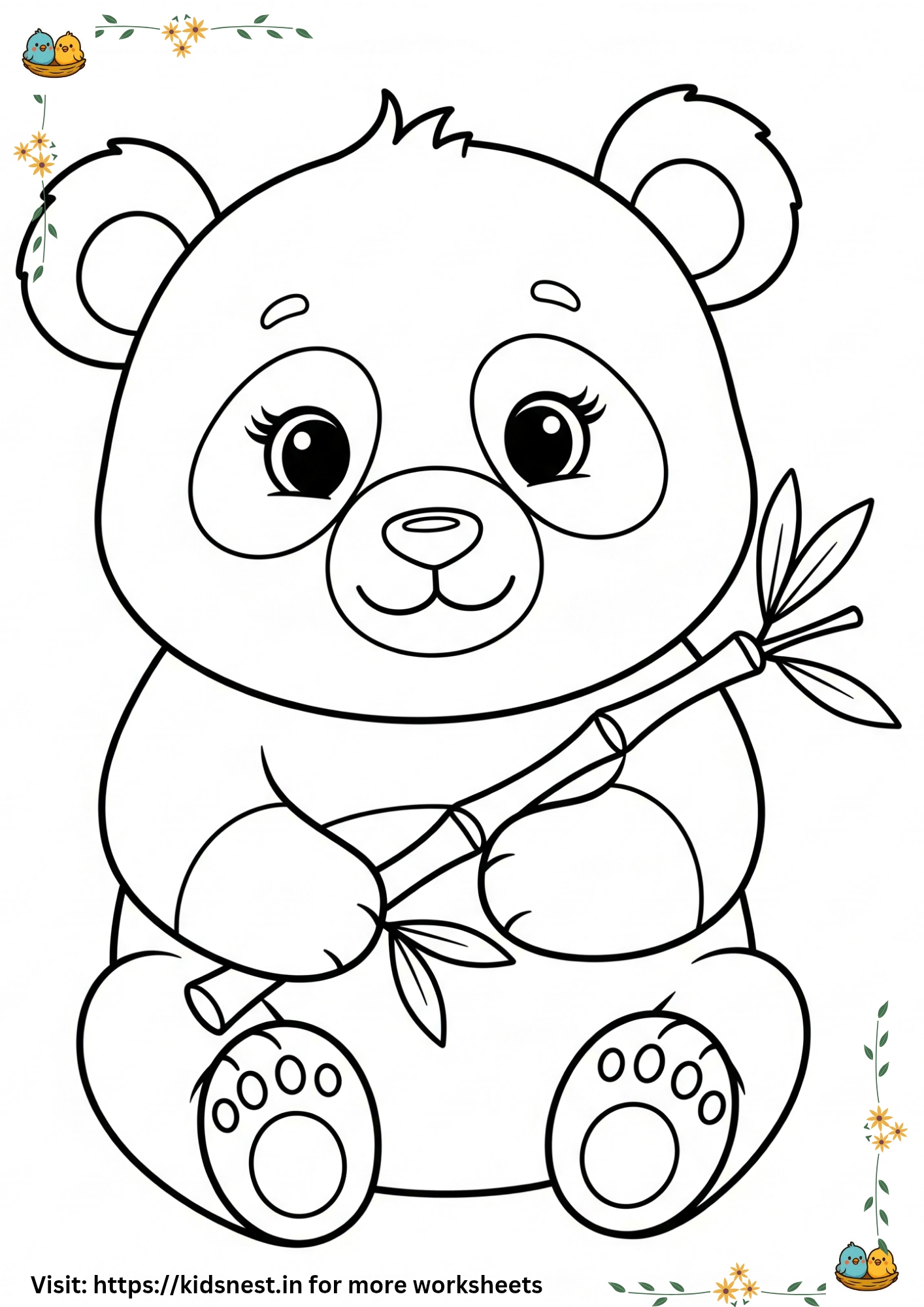 Cute Panda Coloring Page for Kids - Free Printable Activity