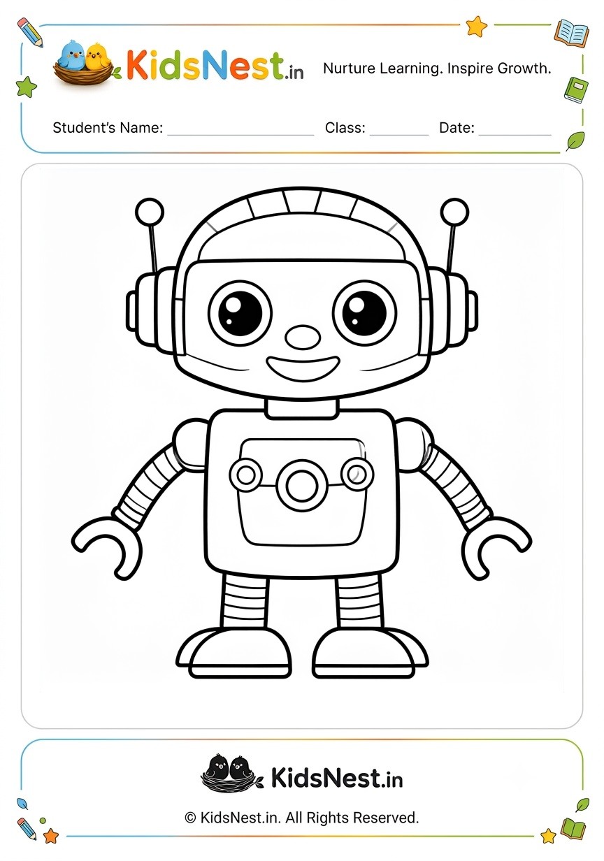 Cute Robot Coloring Activity for Kids | Free Printable PDF
