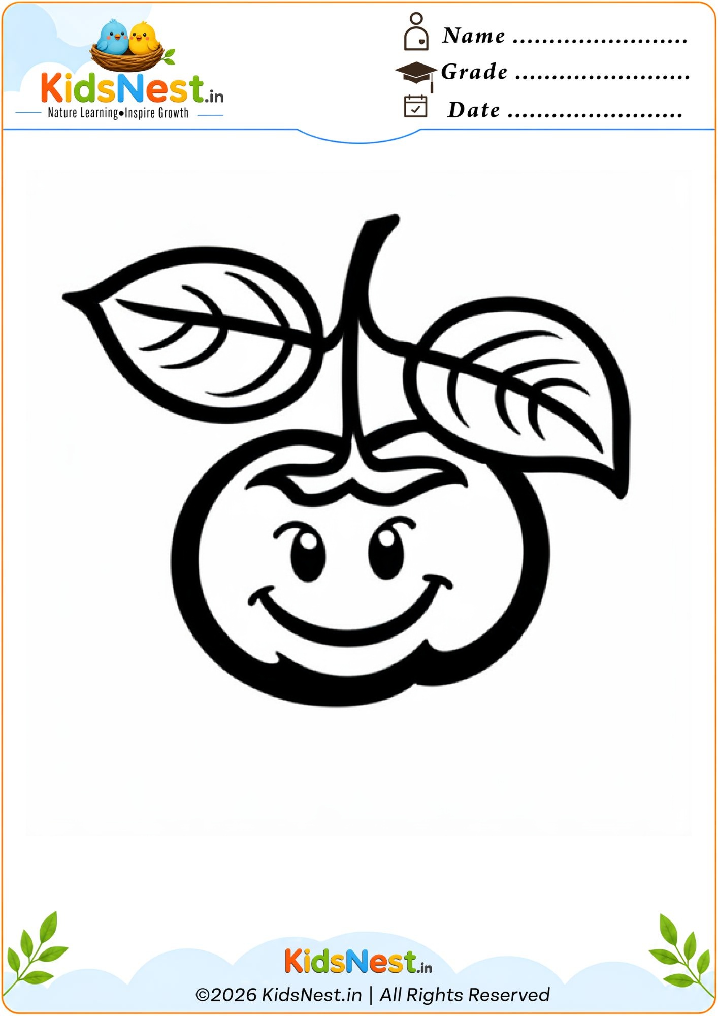 Cute Tomato Coloring Page for Kids | Free Printable PDF