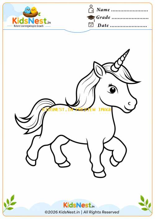Cute Unicorn Coloring Page | Free Printable for Kids