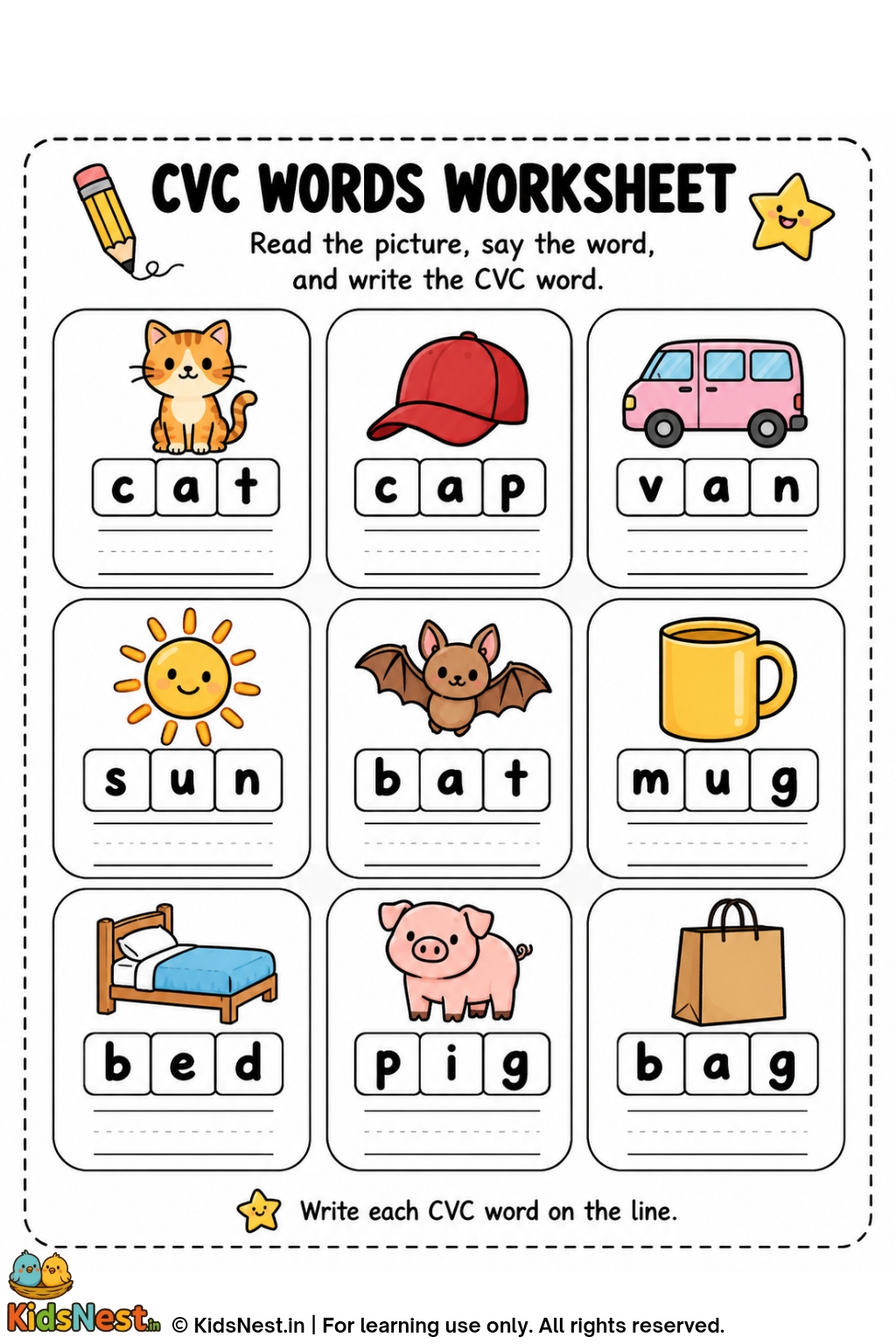 CVC Words Worksheets: Fun Short Vowel Practice for Kids