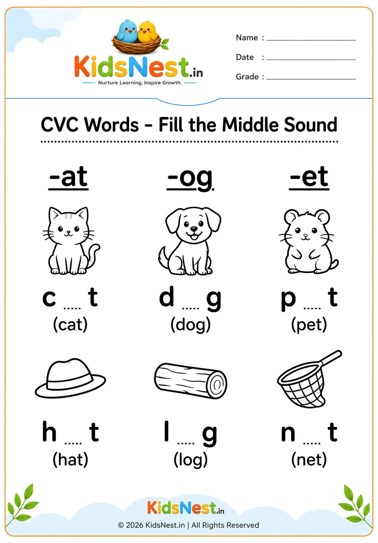 Free CVC Worksheets for Kids | Printable Phonics Practice