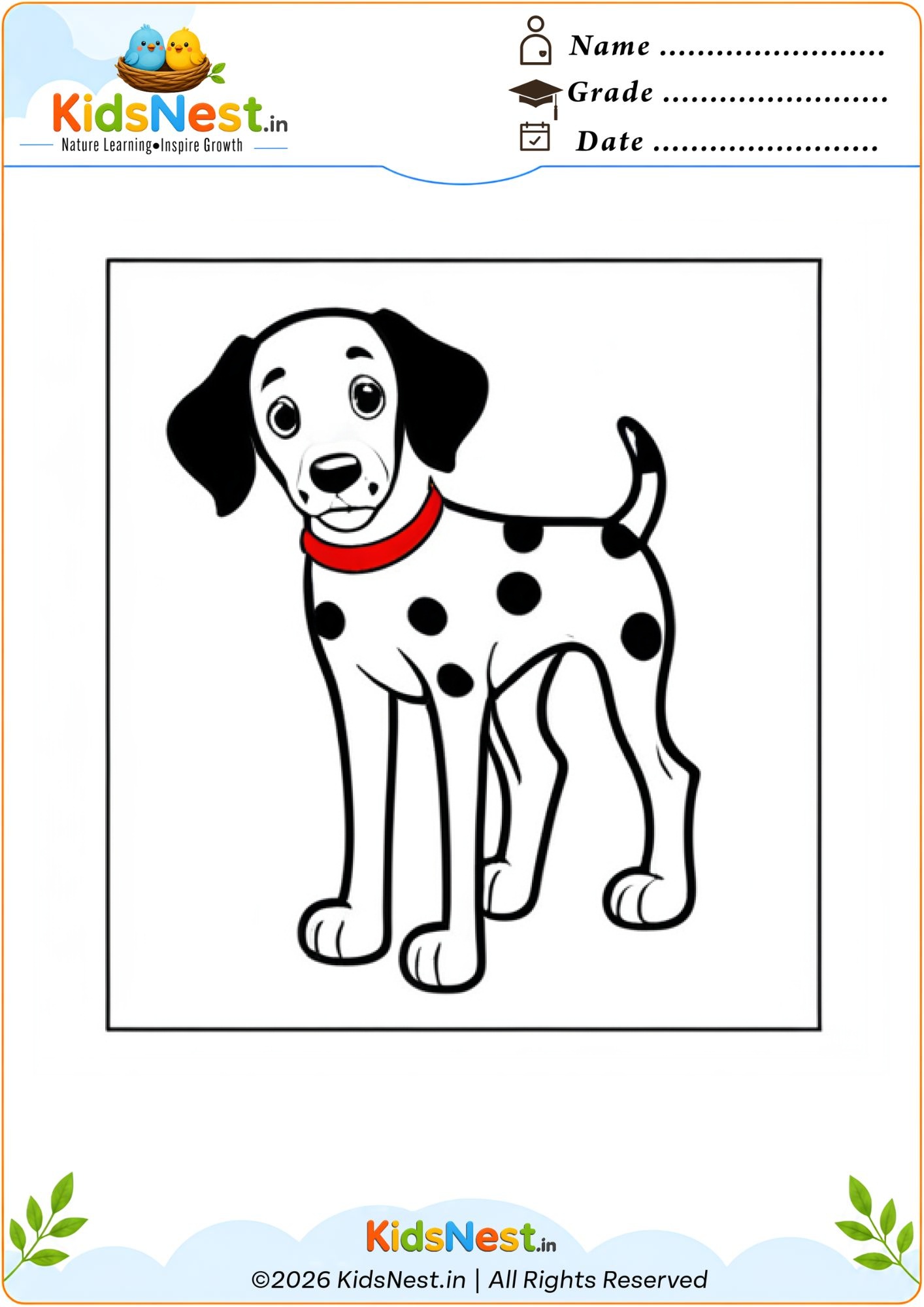 Dalmatian Dog Coloring Worksheet