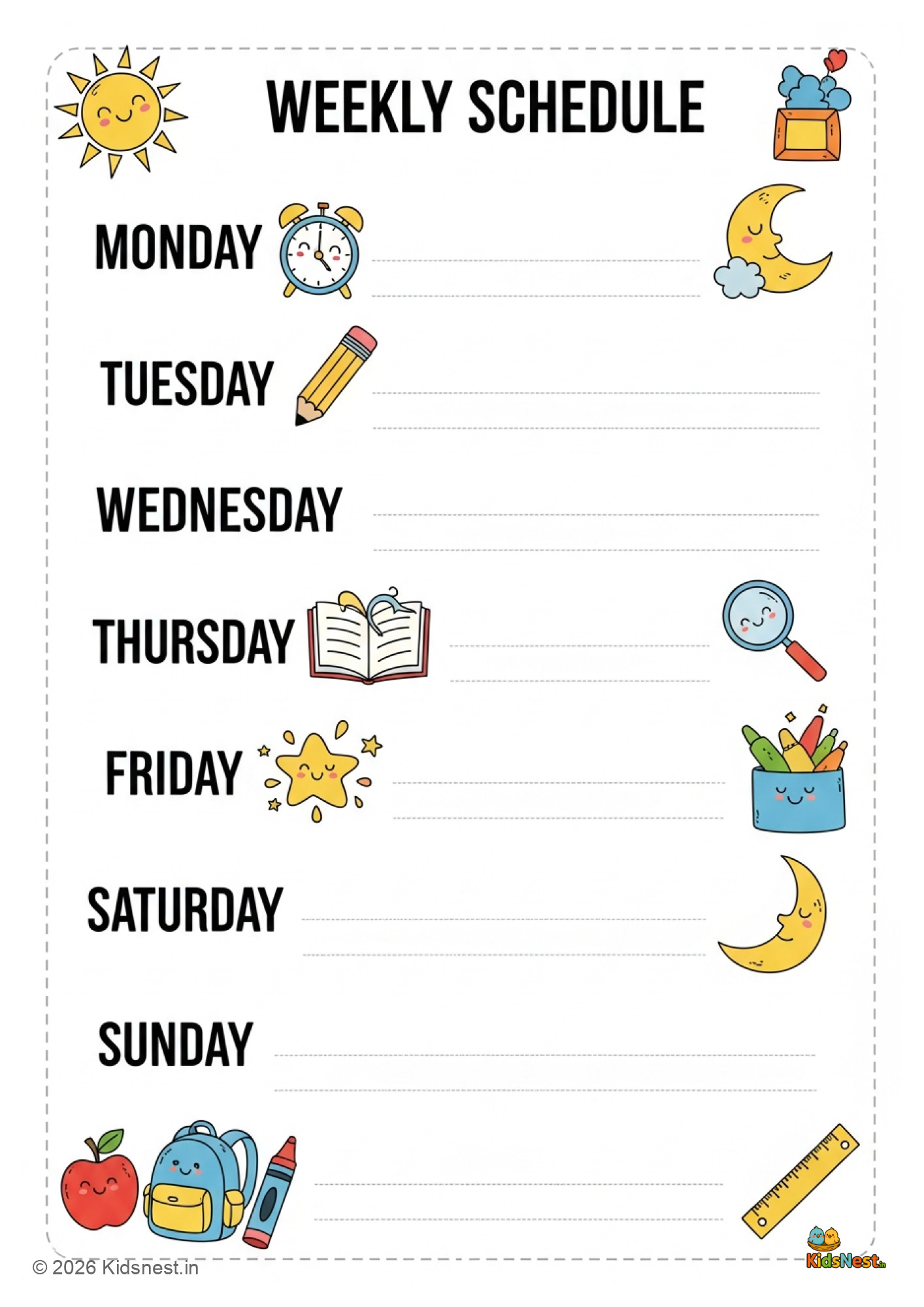Days of the Week Worksheet for Kids | Printable Learning Activity