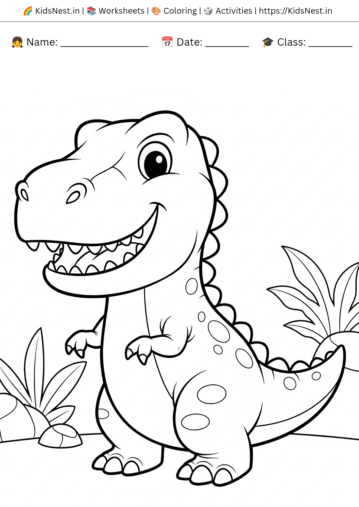 Printable Dinosaur Coloring Pages for Kids - Free Downloads