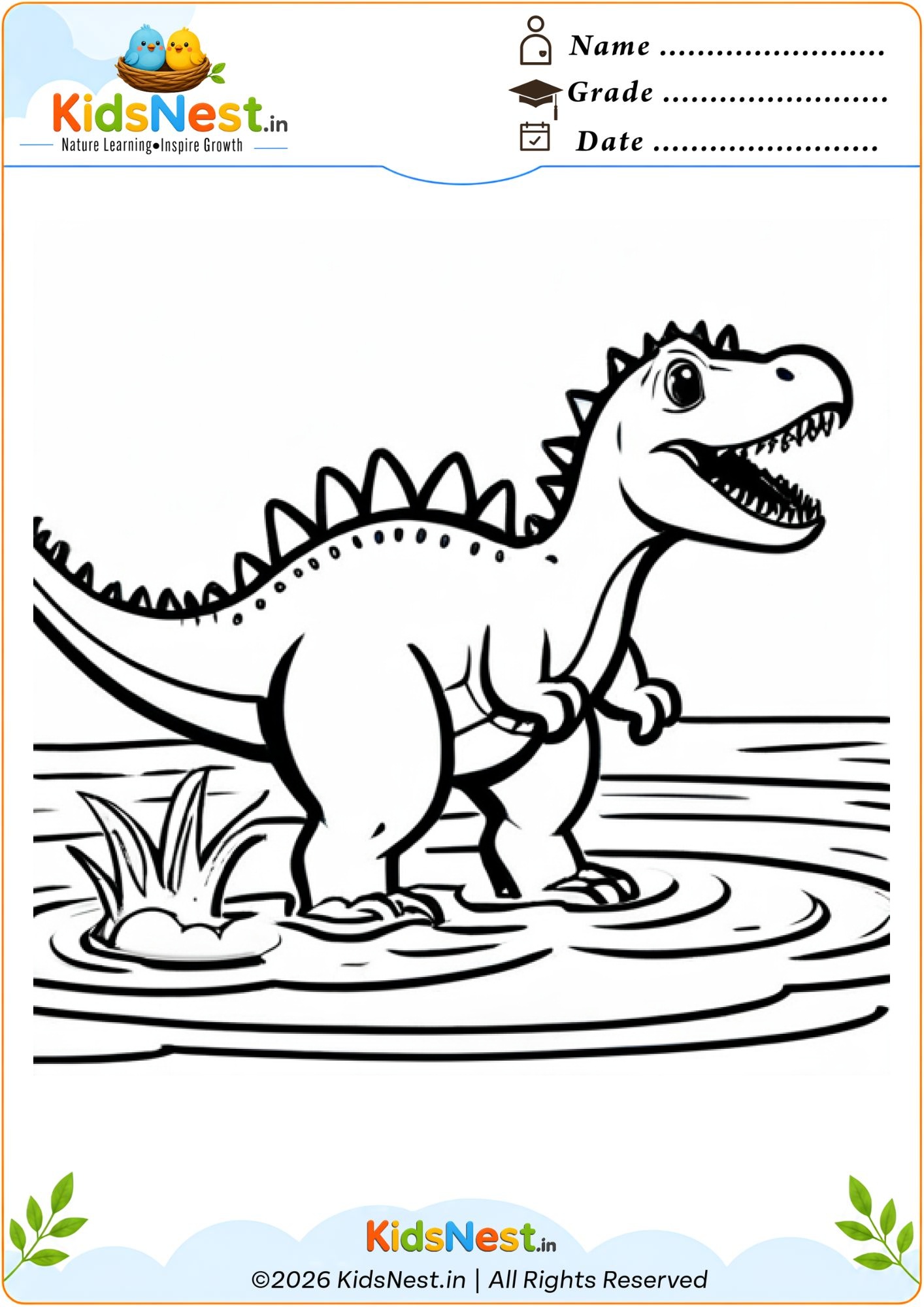 Free Dinosaur Coloring Worksheet for Kids | Printable Activity