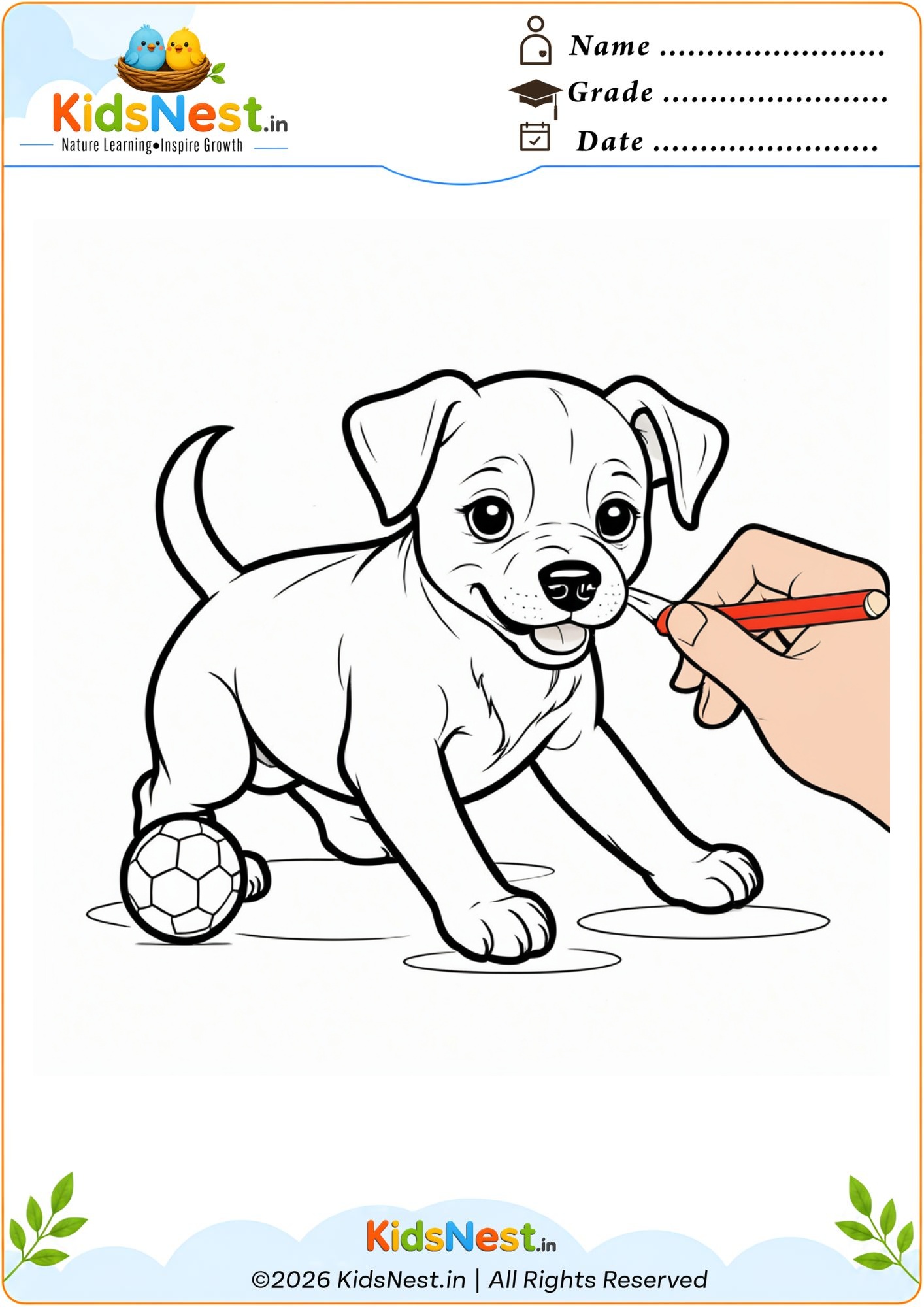Dog and Soccer Ball Coloring Page for Kids | Free Printable