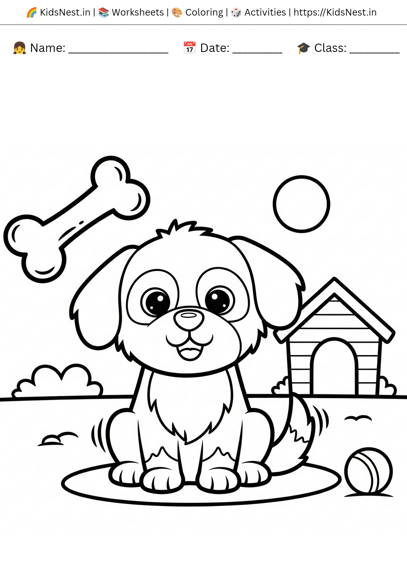 Free Printable Dog Coloring Page for Kids & Toddlers