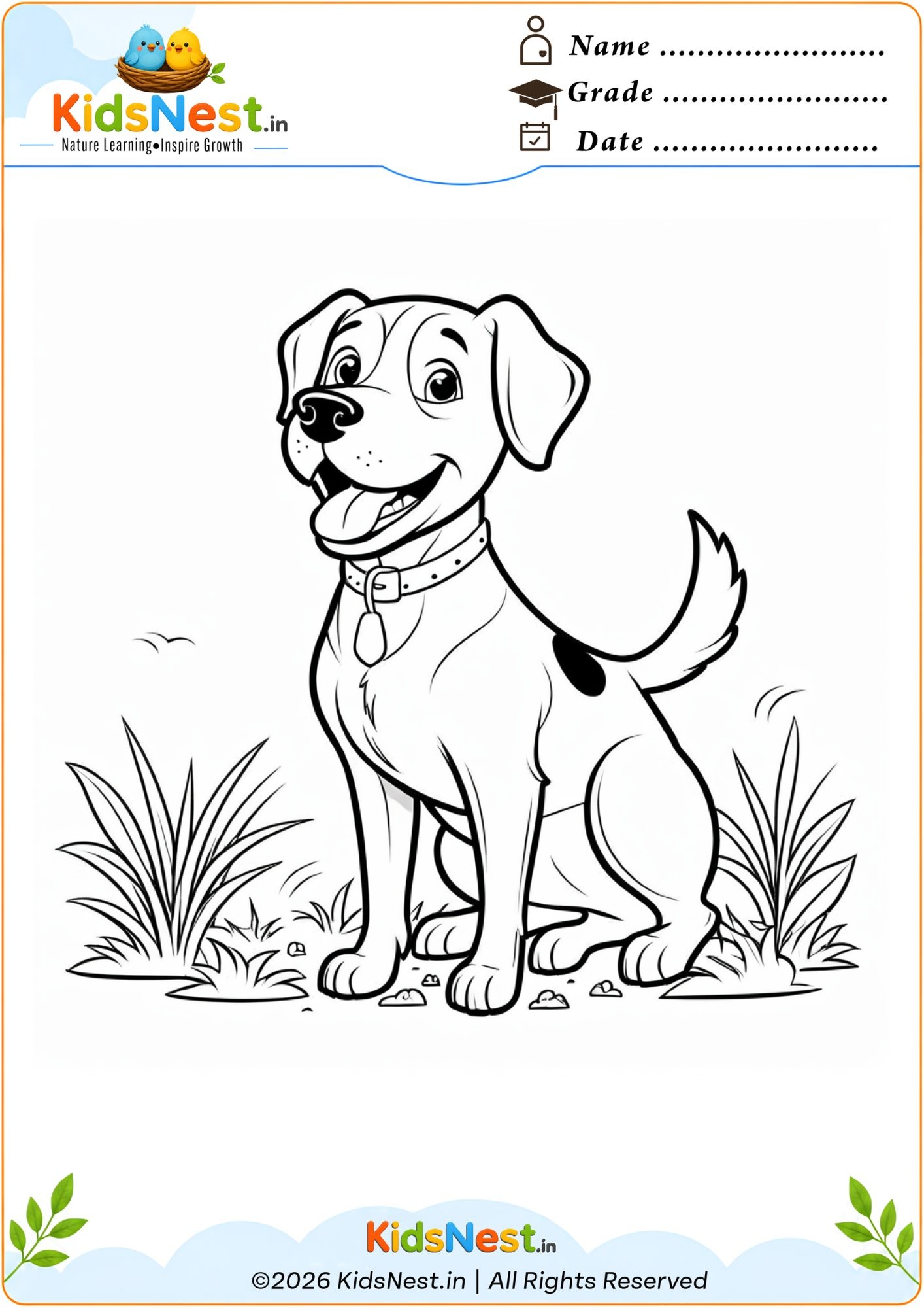 Printable Dog Coloring Worksheet for Kids | Fun Animal Activity