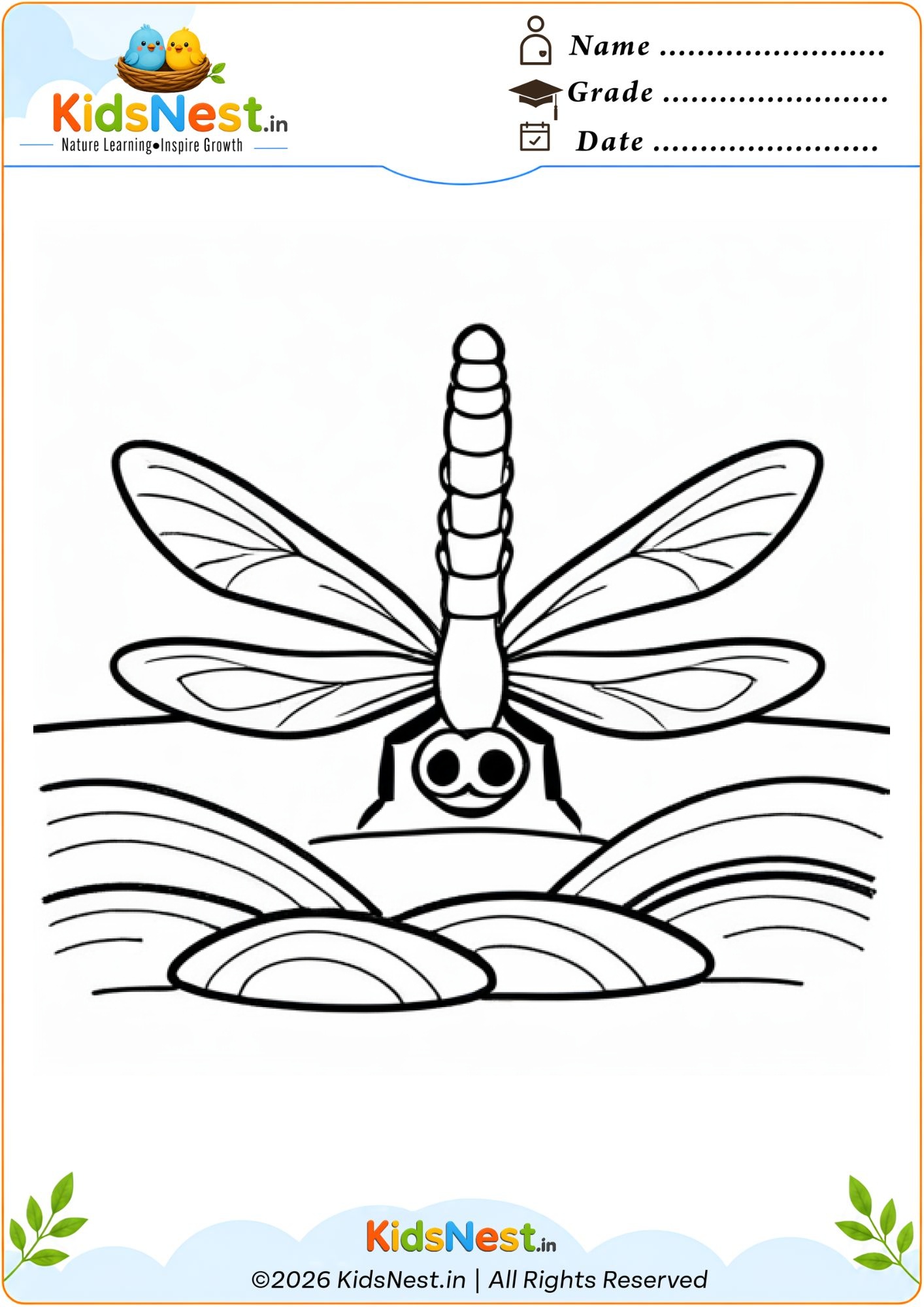 Dragonfly Coloring Worksheet | Free Printable for Kids