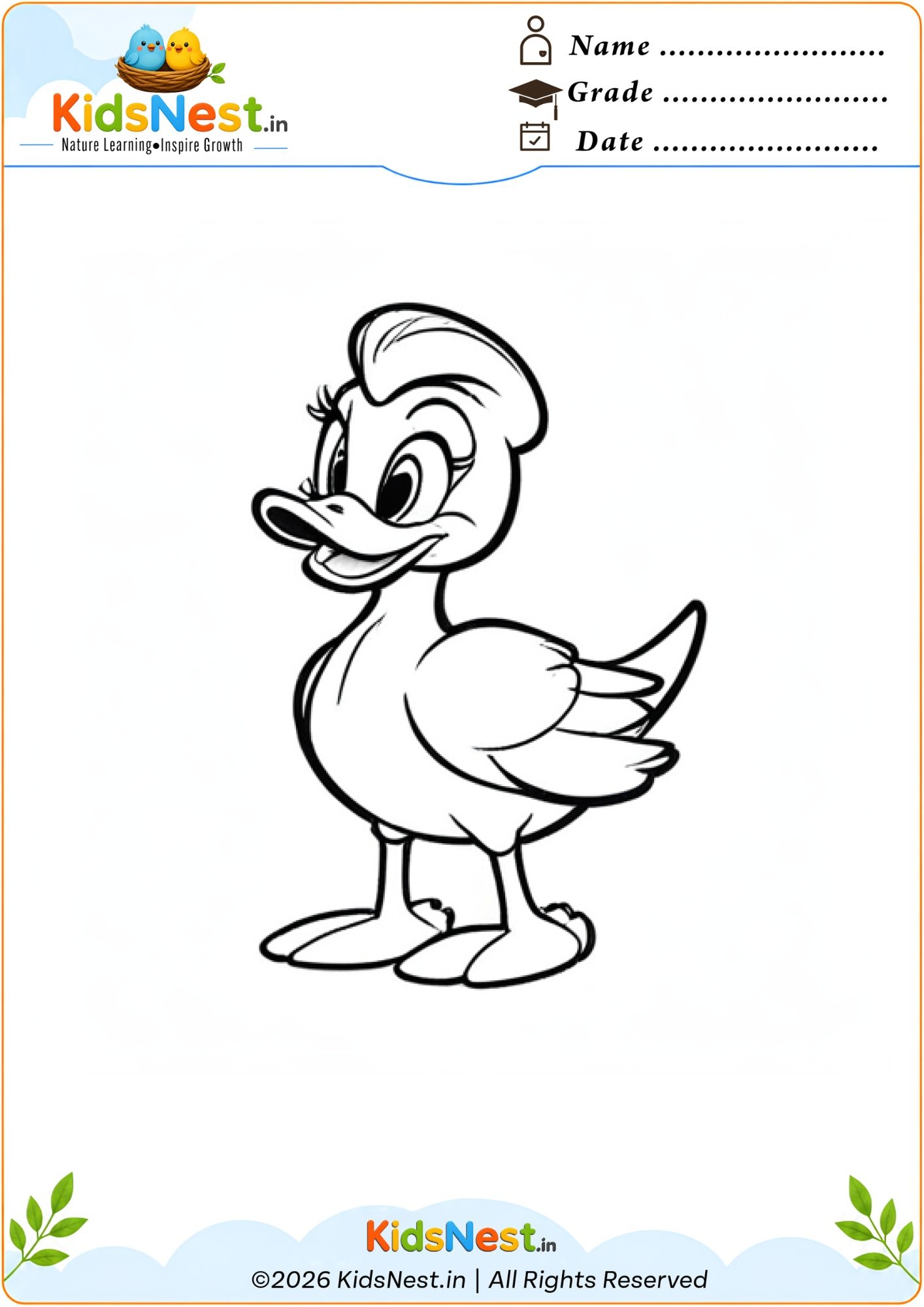 Free Duck Coloring Page for Kids | Printable Activity Sheet