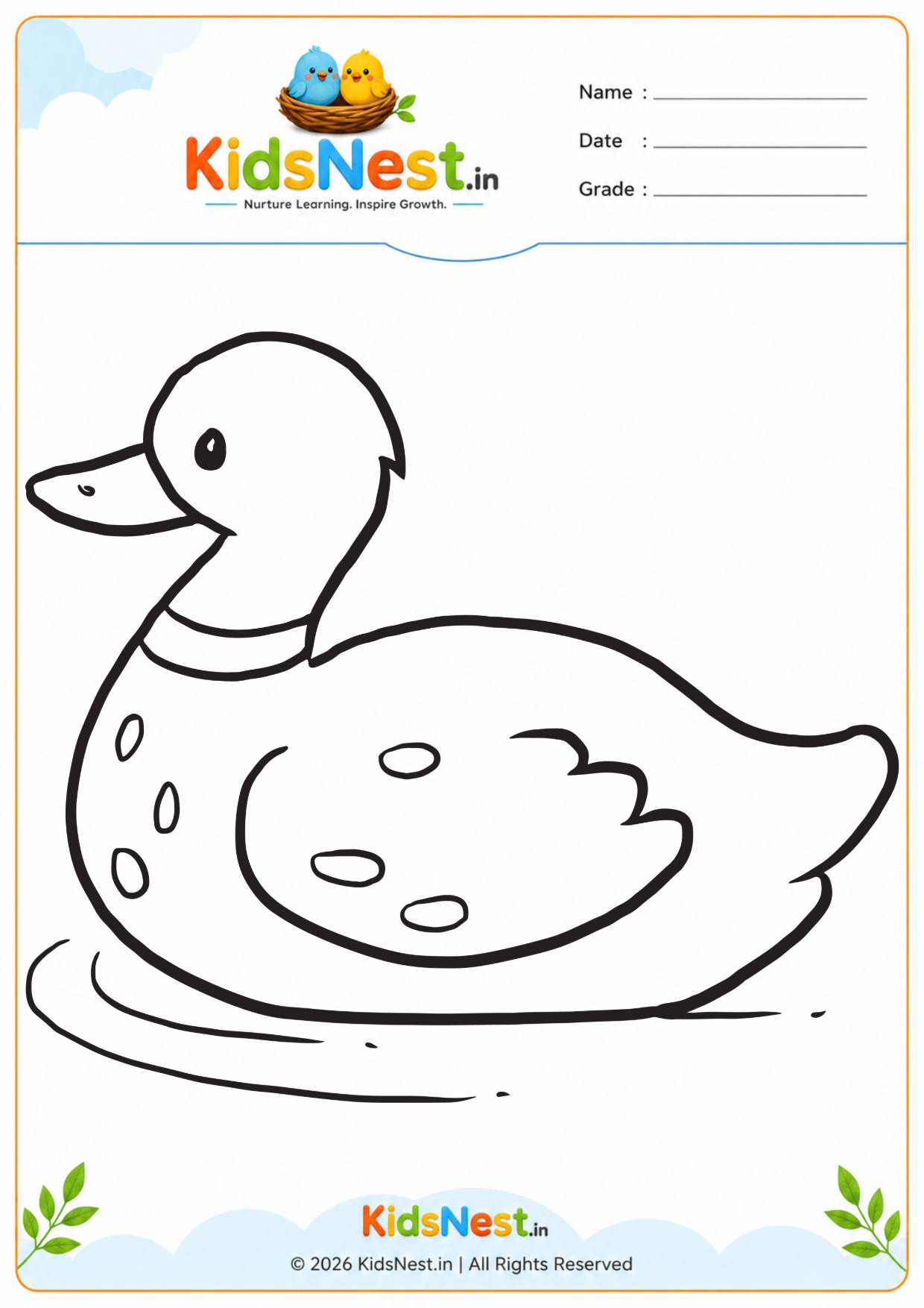 Free Duck Coloring Worksheet for Kids | Printable Activity