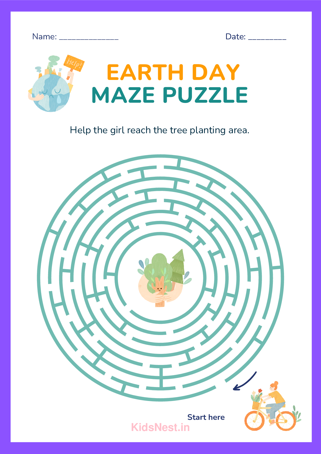 Earth Day Maze Puzzle - Printable Kids Activity & Learning