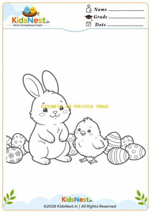 Easter Bunny and Chick Coloring Page | Free Printable for Kids