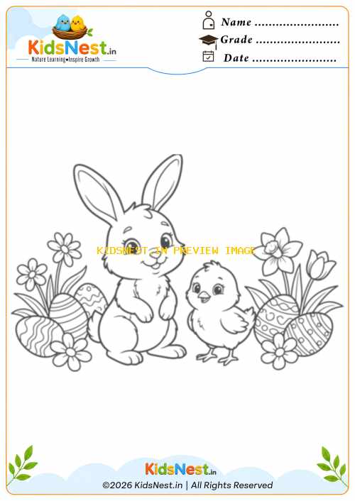 Easter Bunny and Chick Coloring Page | Free Printable for Kids
