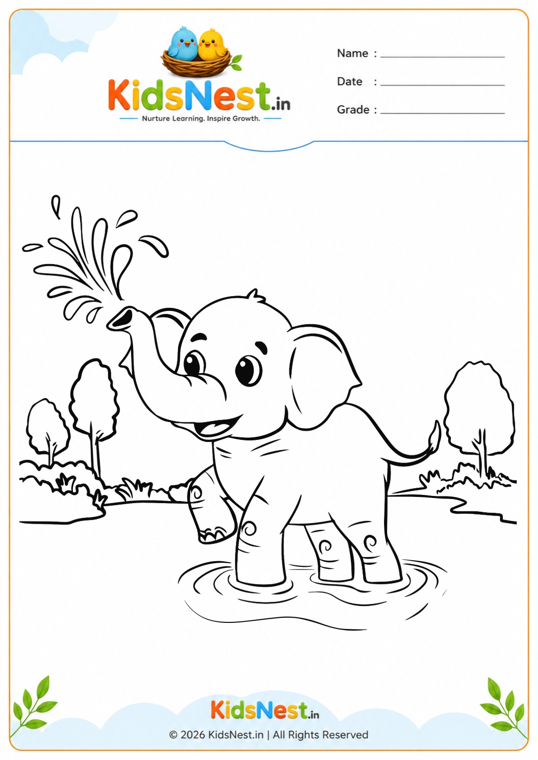 Printable Elephant Coloring Worksheet for Kids | Fun Animal Art
