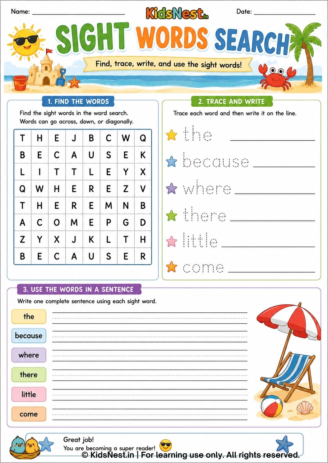 English Trace and Write Worksheets for Kids | Printable PDF