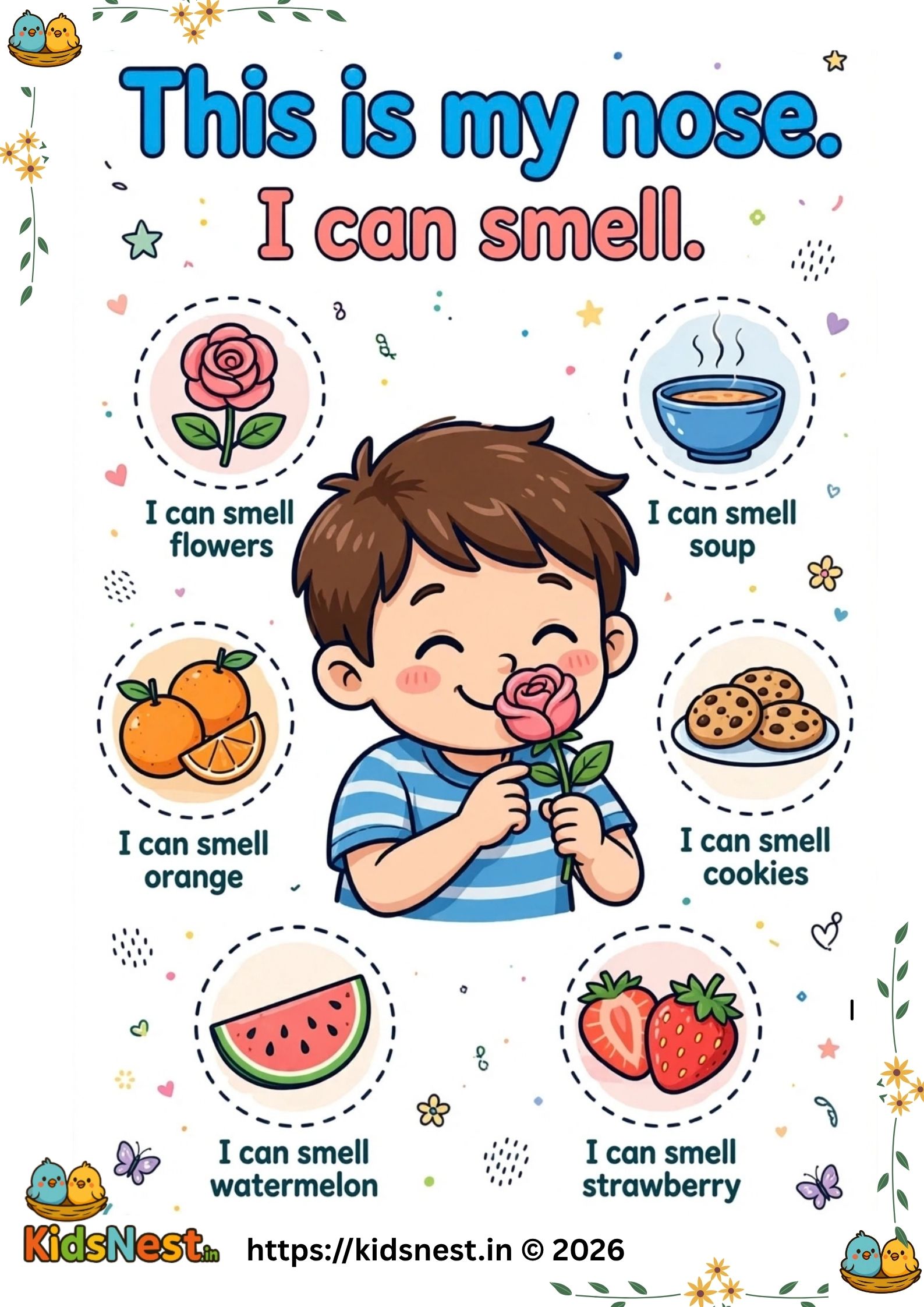 Sense of Smell Worksheet for Kids | Preschool Science Activity