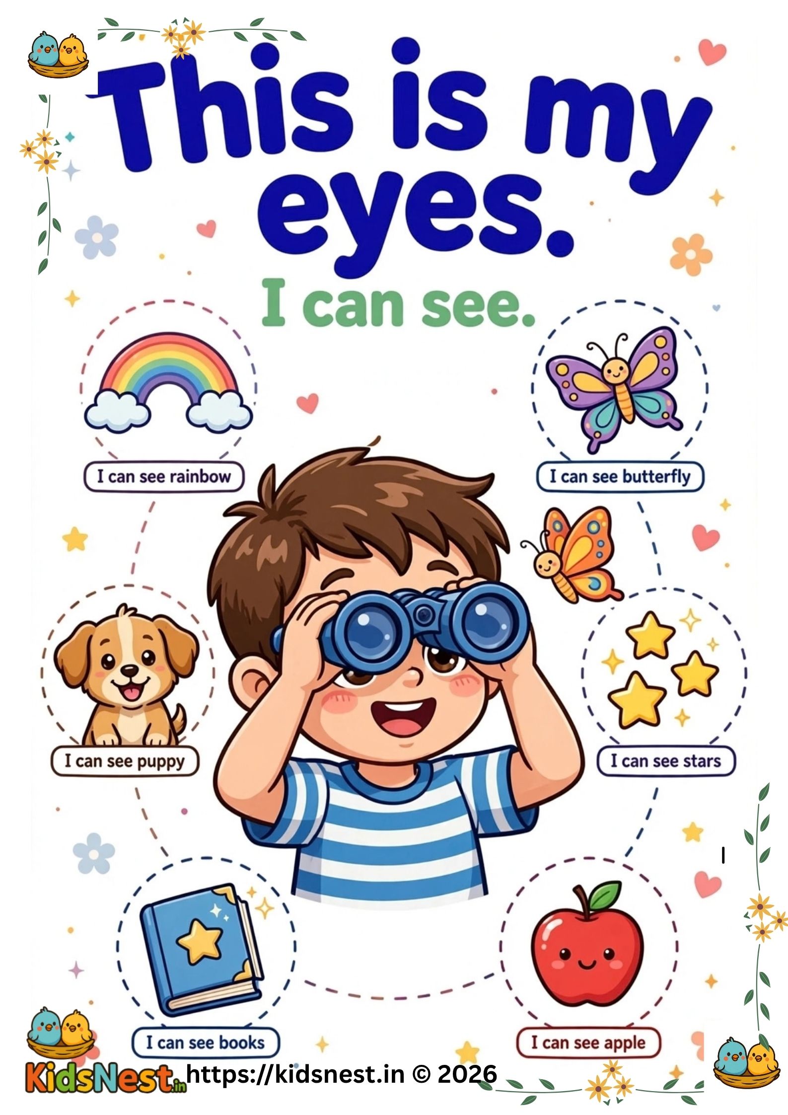 My Eyes Senses Worksheet for Kids | Printable Science Activity
