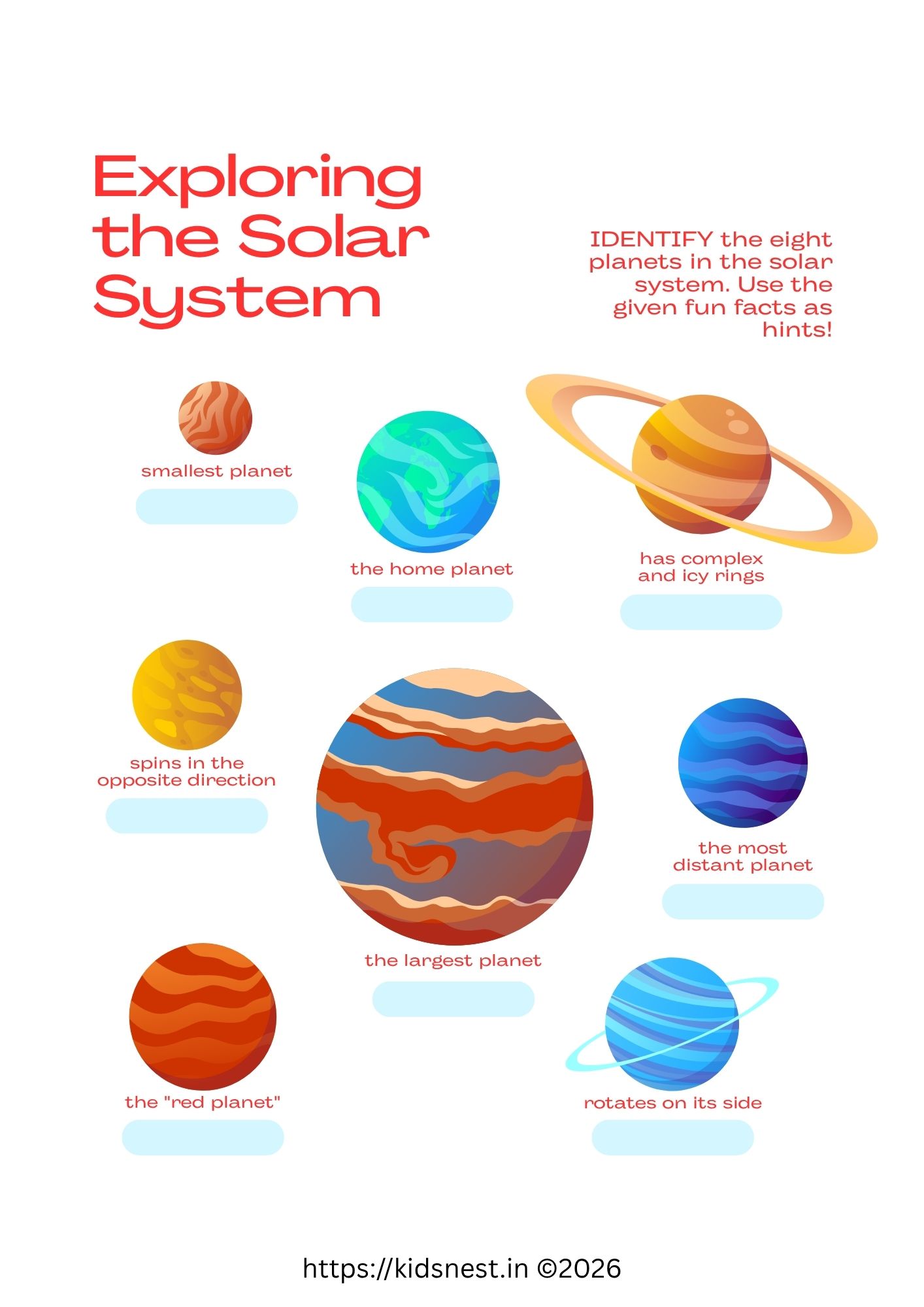 Solar System Worksheet for Kids | Free Printable Activity