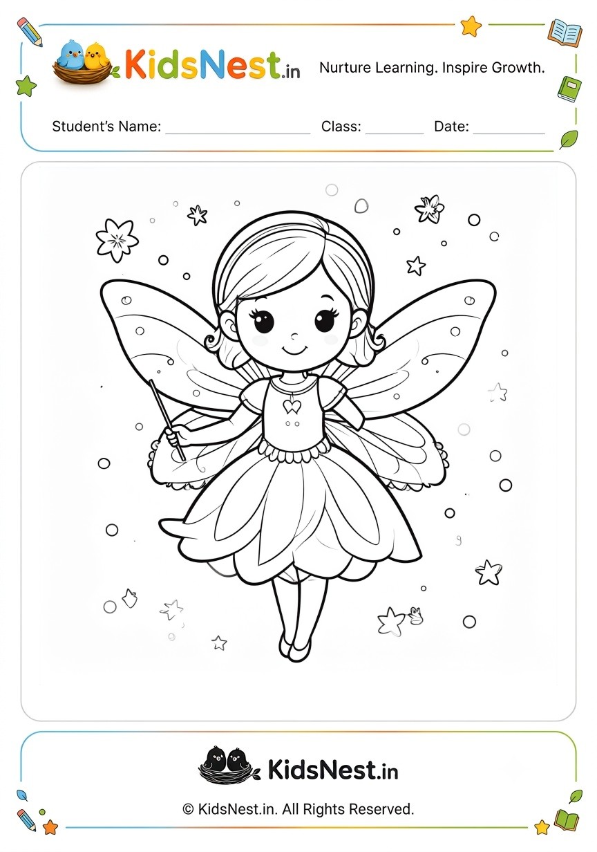 Free Fairy Coloring Worksheet for Kids | Printable Activity